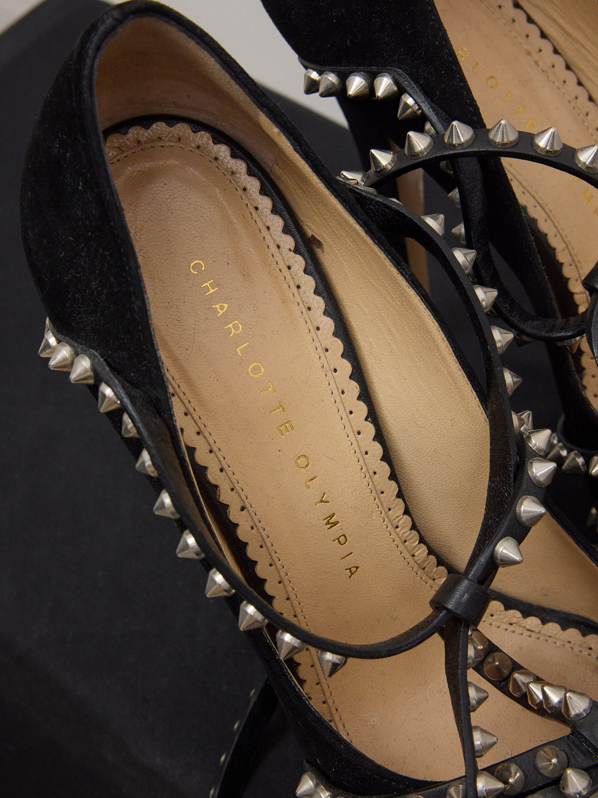 Charlotte Olympia Angry Portia Heels in Black Leather