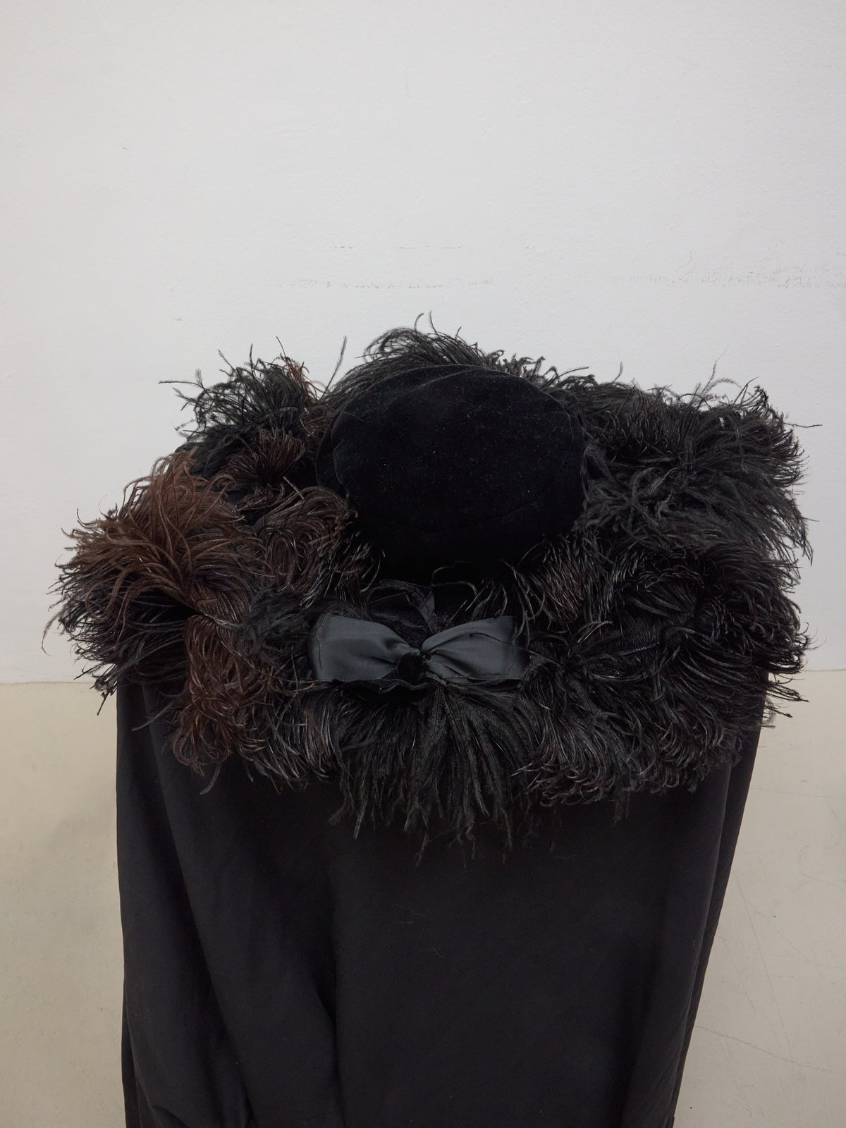 Legroux Soeurs Paris Vintage Black Velvet Feathered Hat -