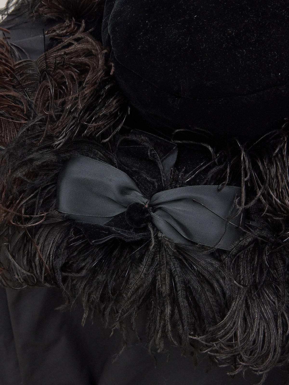 Legroux Soeurs Paris Vintage Black Velvet Feathered Hat -