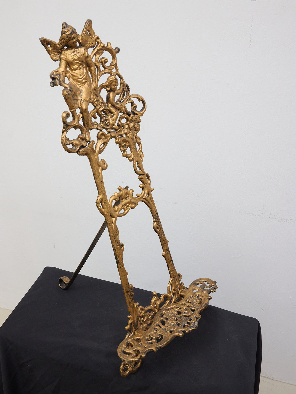 Vintage Gold Ornate Cast Brass Display Easel Victorian Style -