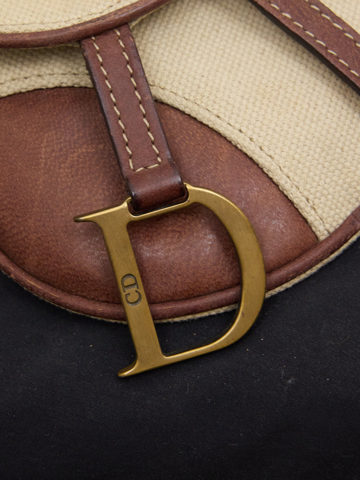 Christian Dior John Galliano Vintage Saddle D Canvas Pouch