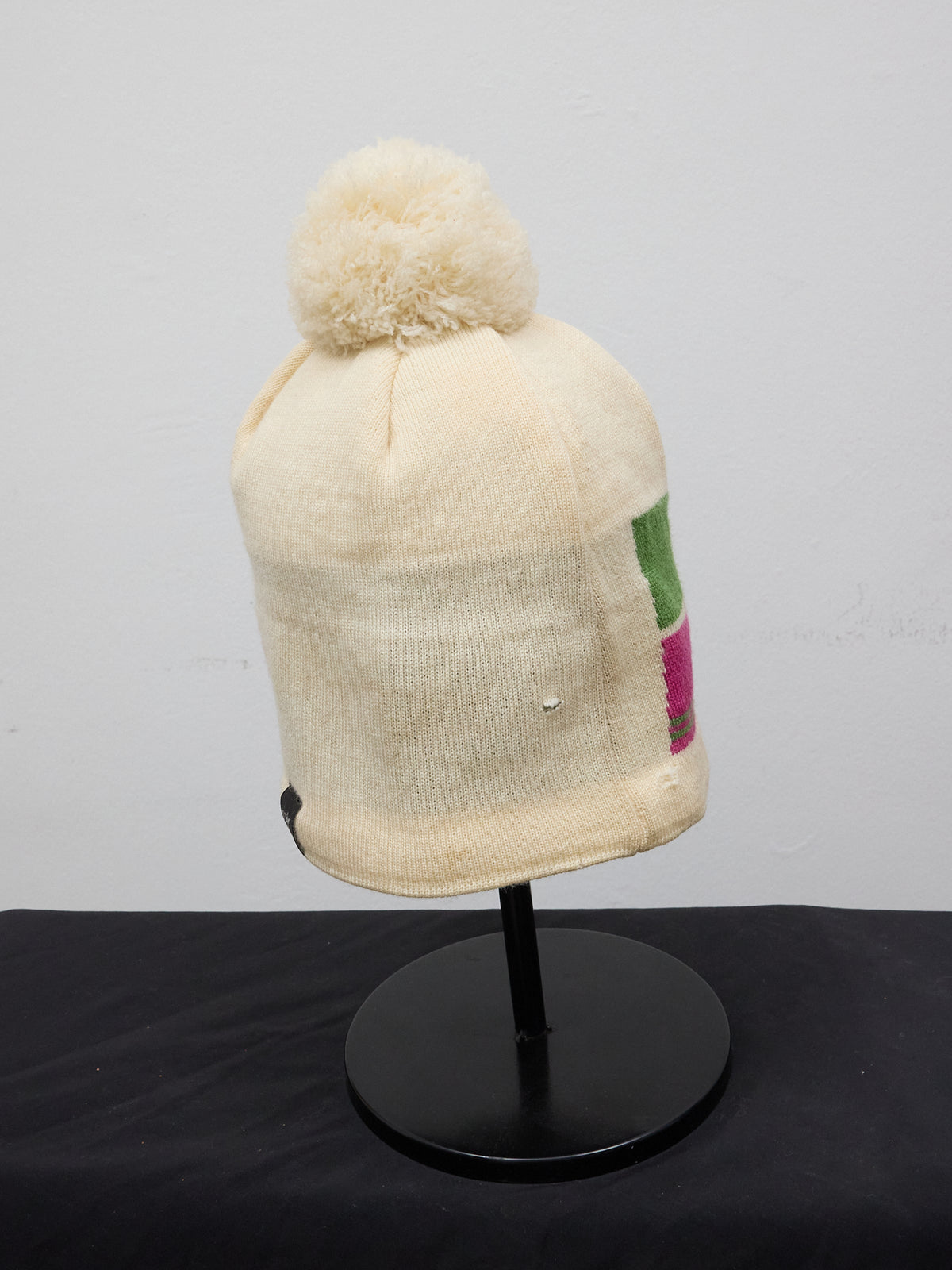 Halo Cream Pom-pom Beanie with Rhinestones