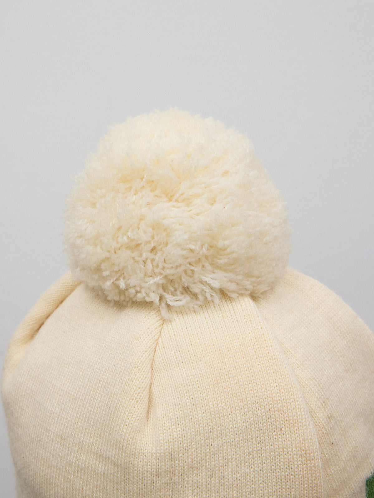 Halo Cream Pom-pom Beanie with Rhinestones