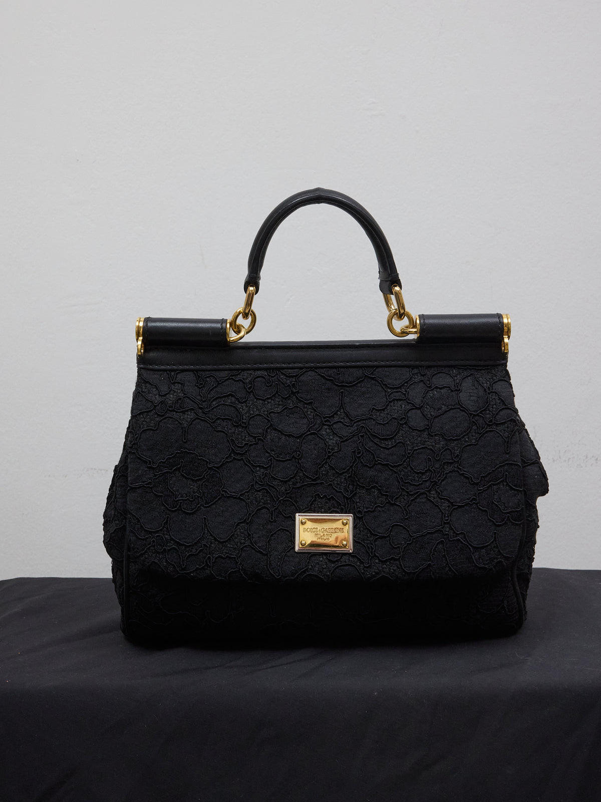 Dolce & Gabbana Miss Sicily Black Lace Bag