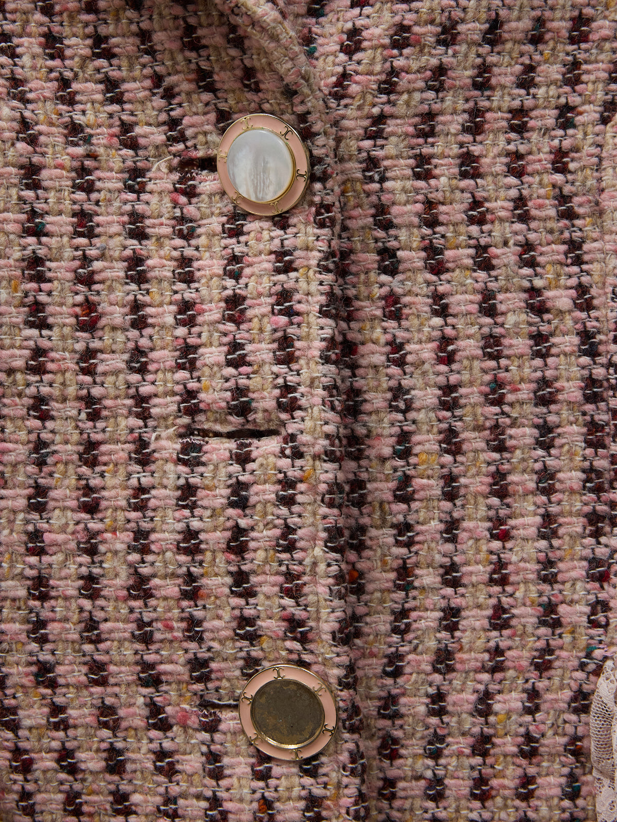 Vintage Euro Pink Tweed Tailored Jacket with Lace Cuffs -