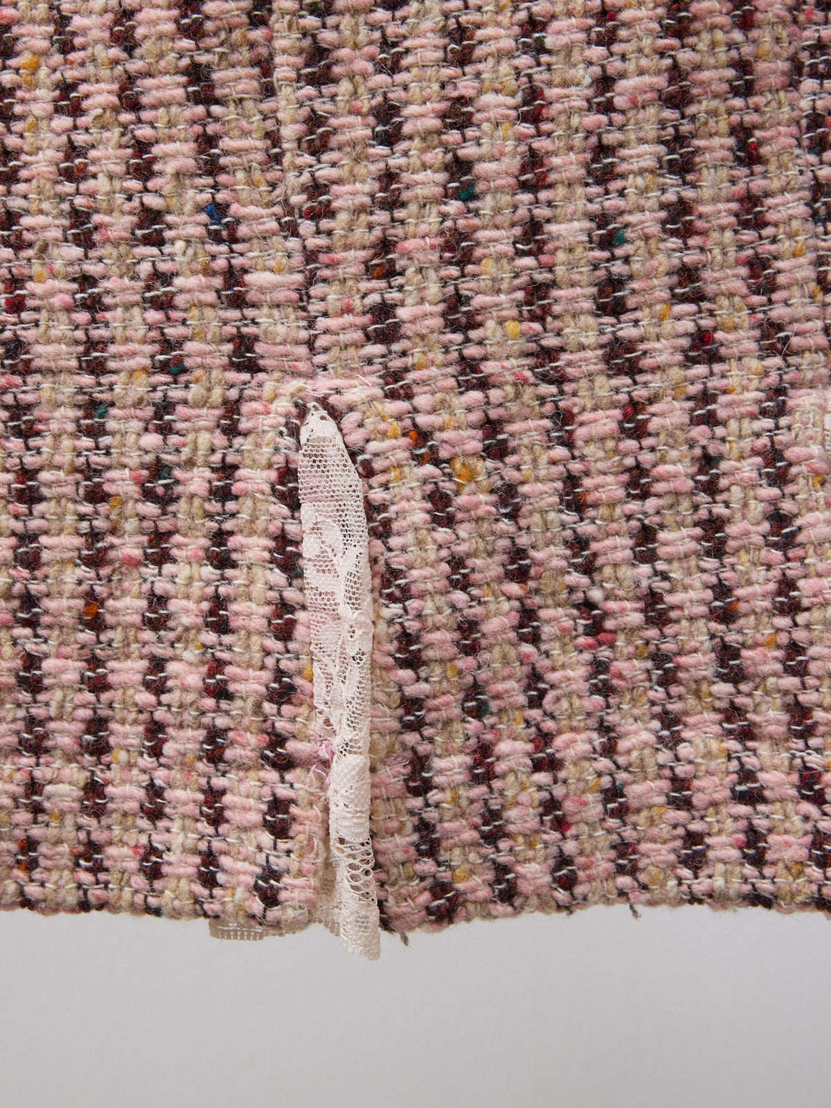 Vintage Euro Pink Tweed Tailored Jacket with Lace Cuffs -
