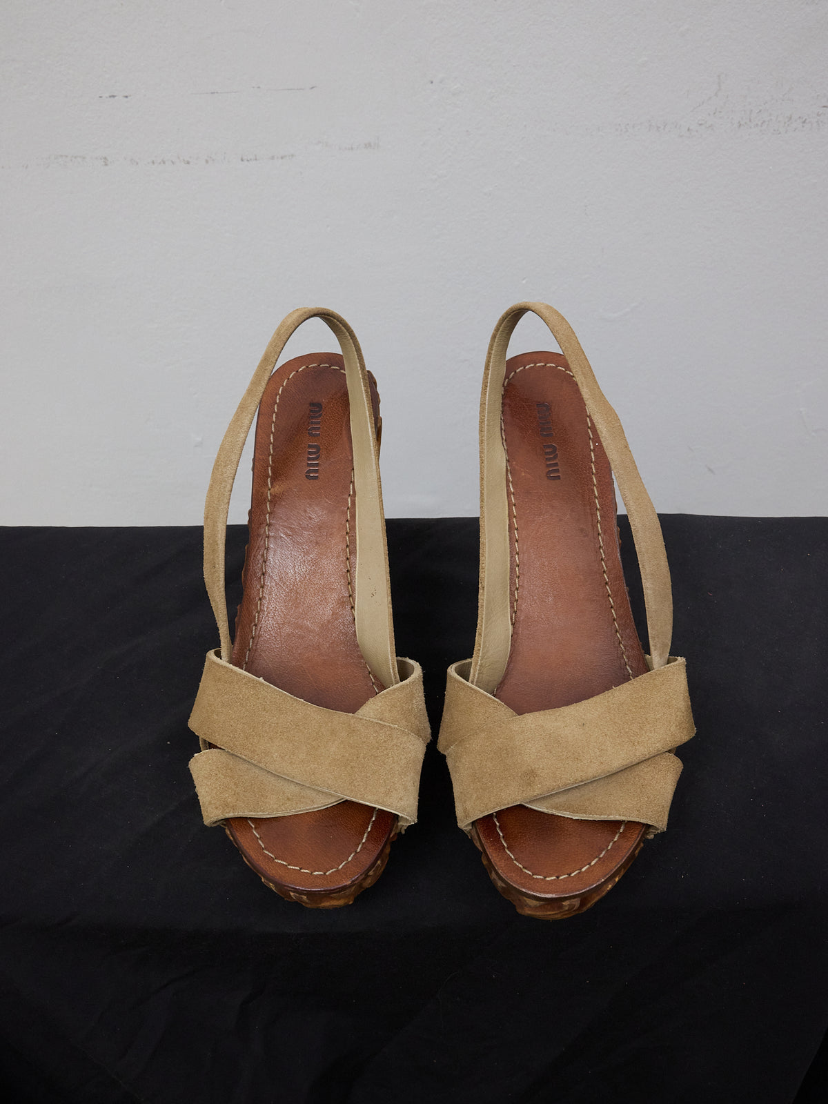 Miu Miu Wood Platform Wedge Heel