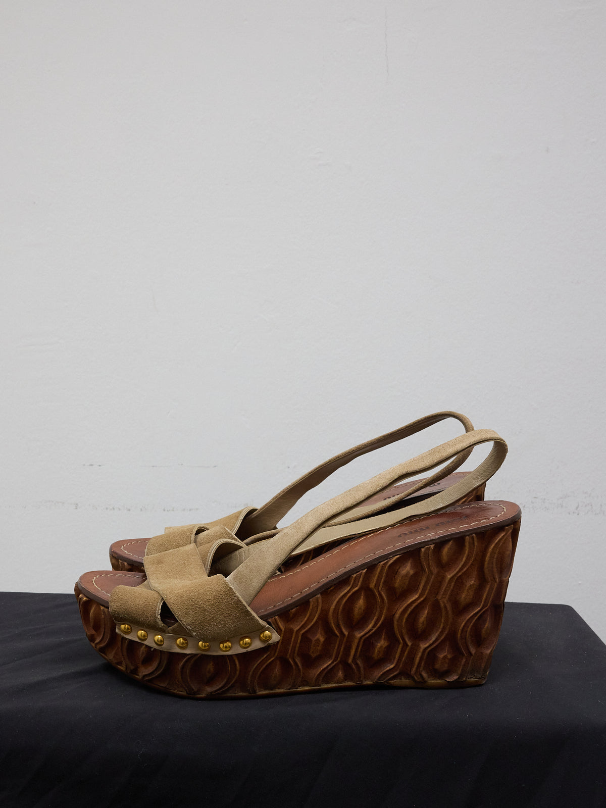 Miu Miu Wood Platform Wedge Heel