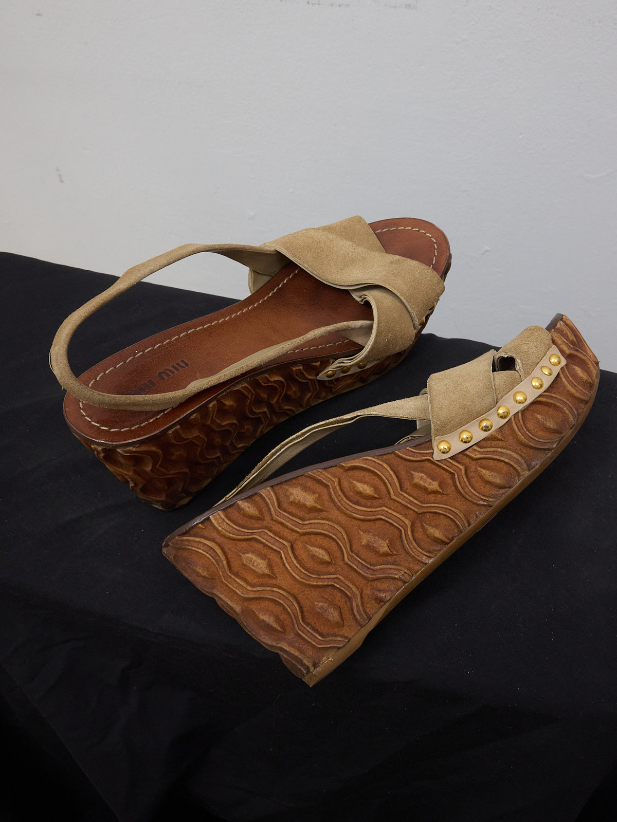 Miu Miu Wood Platform Wedge Heel