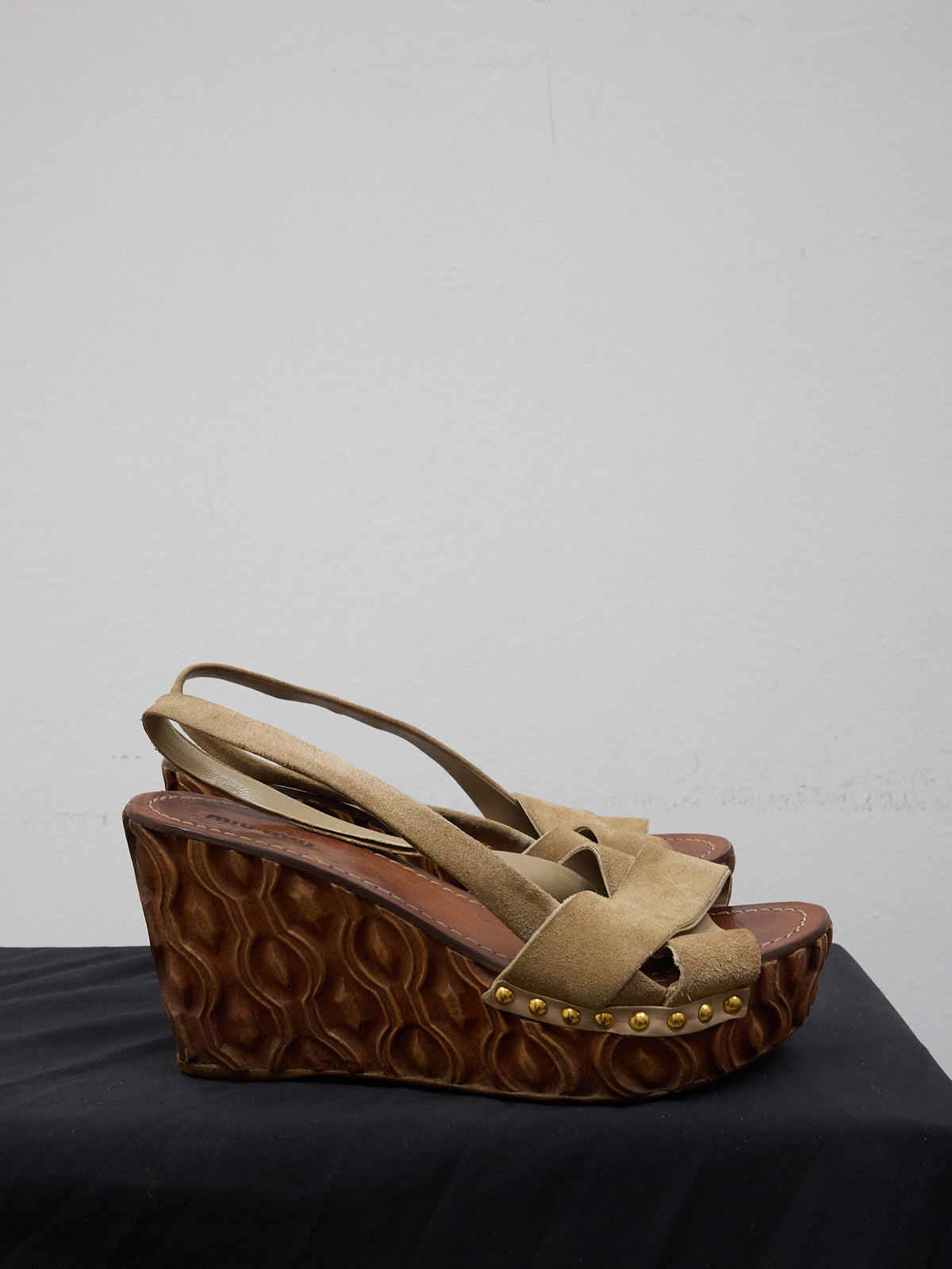 Miu Miu Wood Platform Wedge Heel