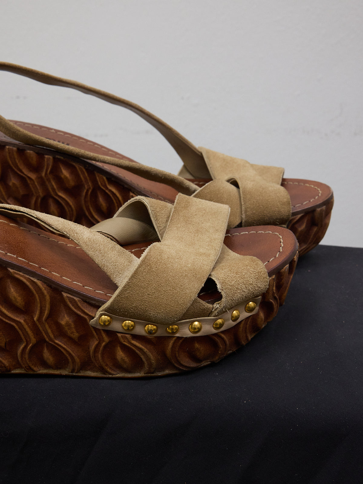 Miu Miu Wood Platform Wedge Heel