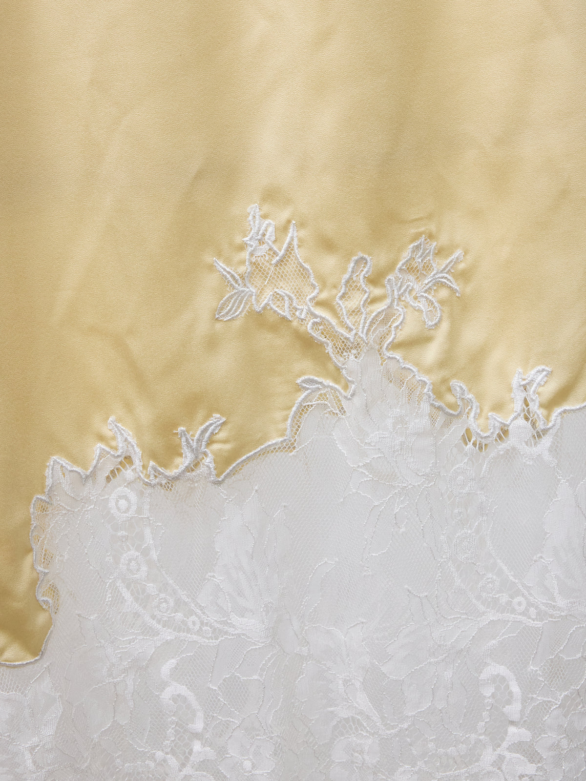 Edit by Nine Yellow Satin with Floral Lace Hem Skirt -