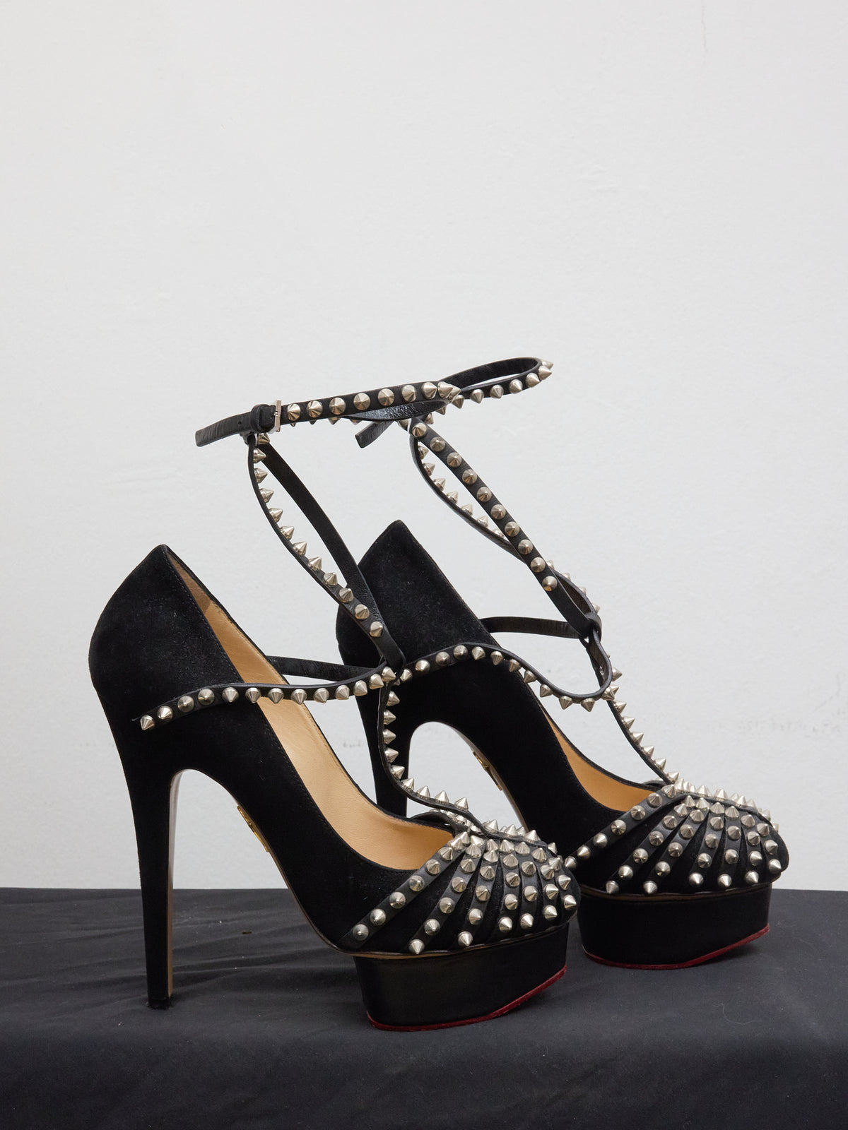 Charlotte Olympia Angry Portia Heels in Black Leather