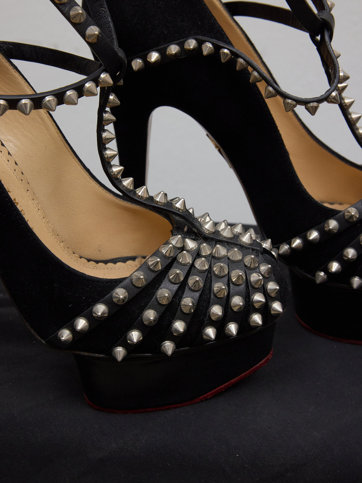 Charlotte Olympia Angry Portia Heels in Black Leather