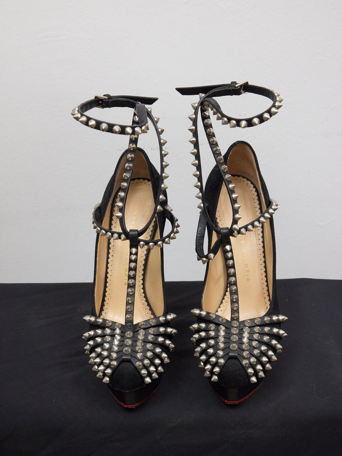 Charlotte Olympia Angry Portia Heels in Black Leather