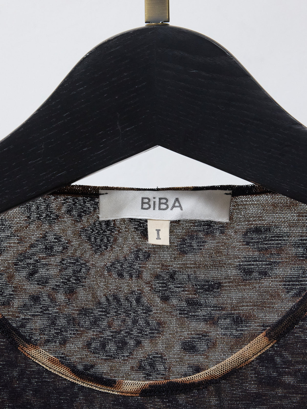 Biba Leopard Print Mesh Top with Flower Embroidery -