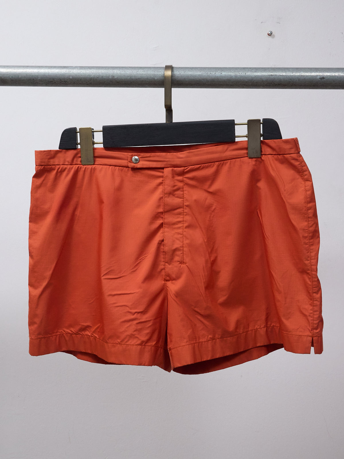 Vintage Men's Prada Swim Shorts with Red Tab Pocket