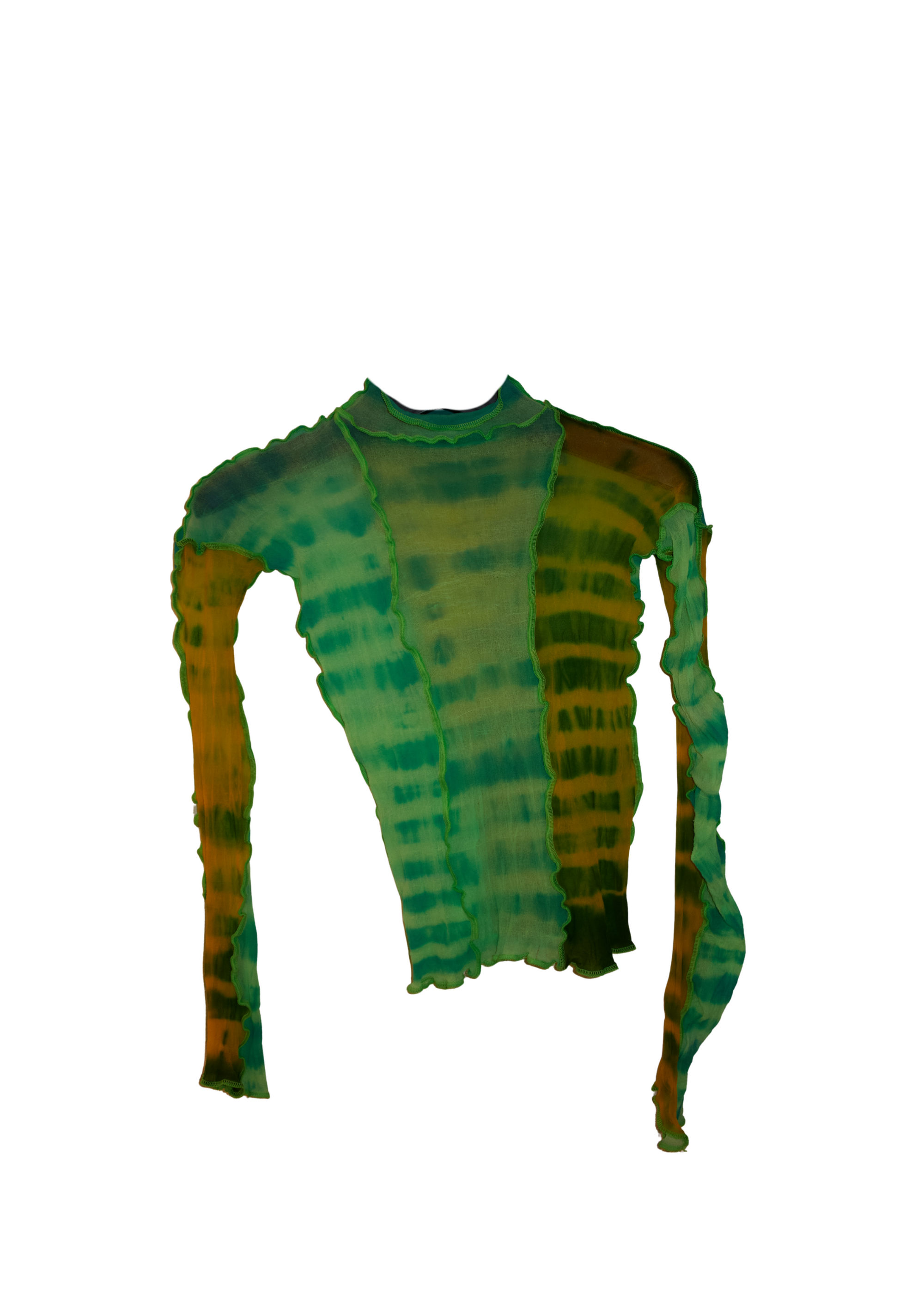 Asai Mesh LongSleeve Top Green/Yellow Tiedye
