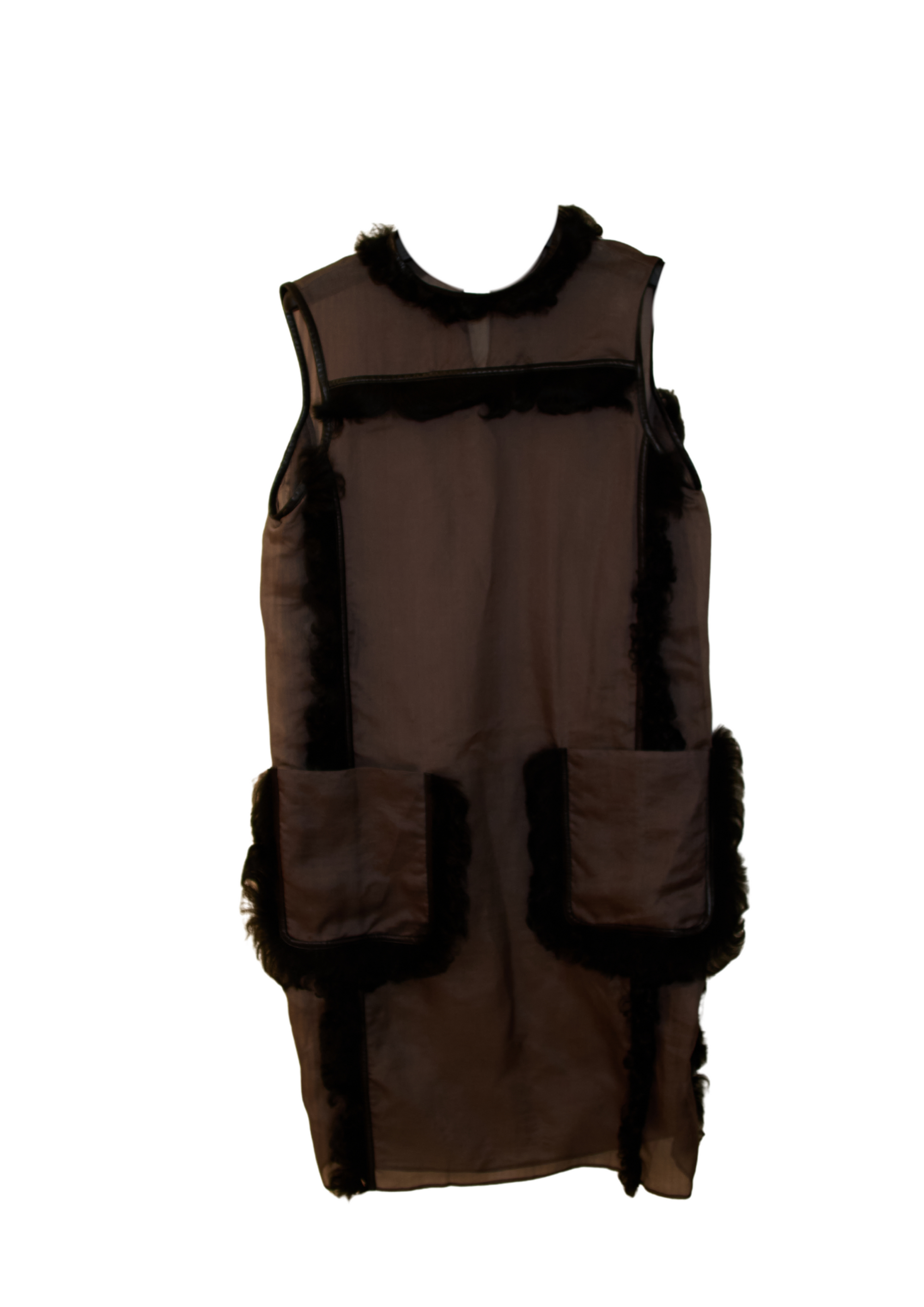 PRADA MESH SLEEVELESS FUR DRESS