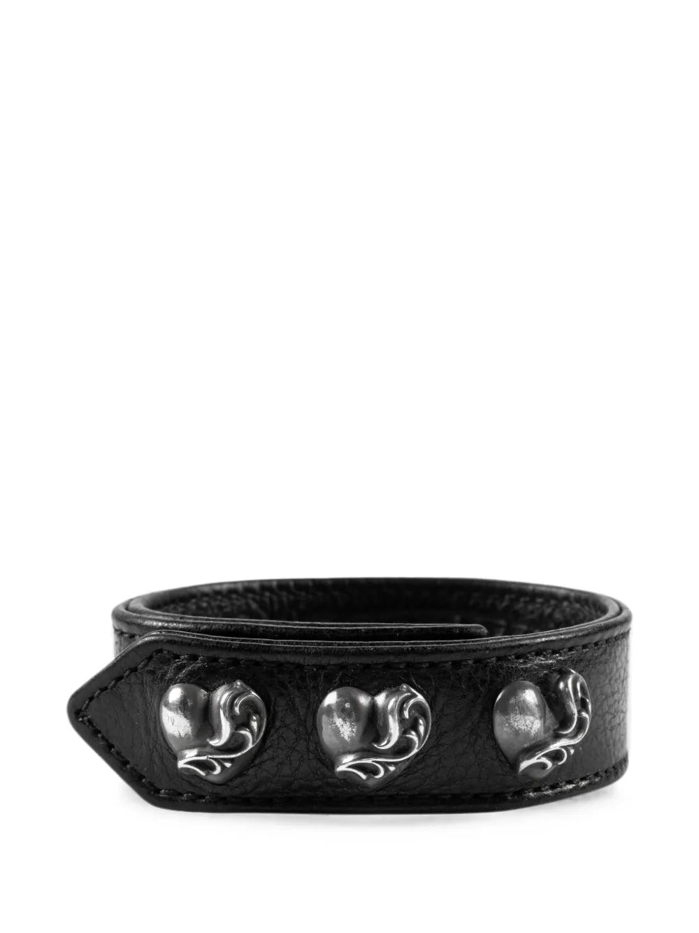 Chrome Hearts 3-Button Heart Snap Leather Bracelet*