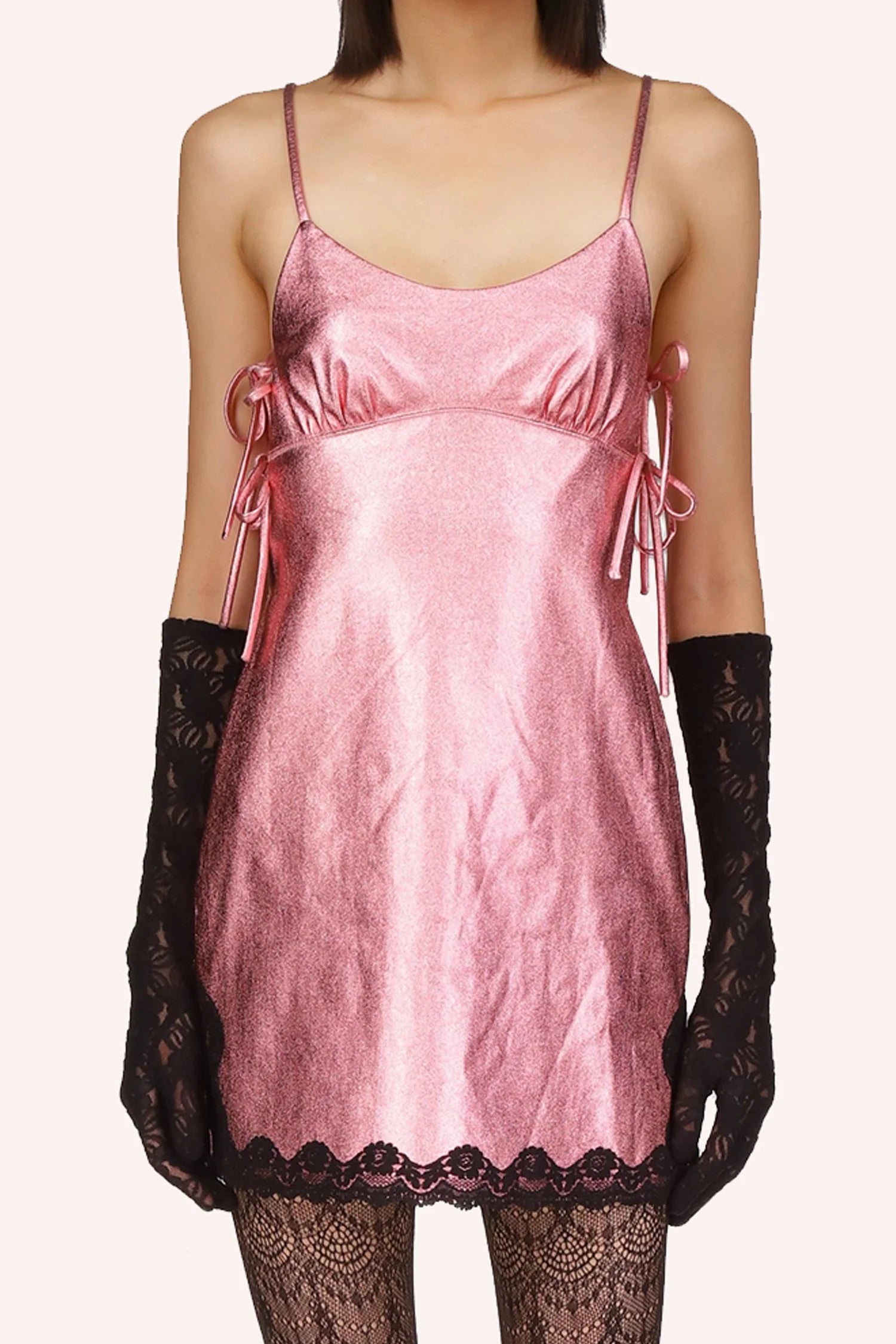 ANNA Sui Metallic Pink Faux Leather Mini Dress