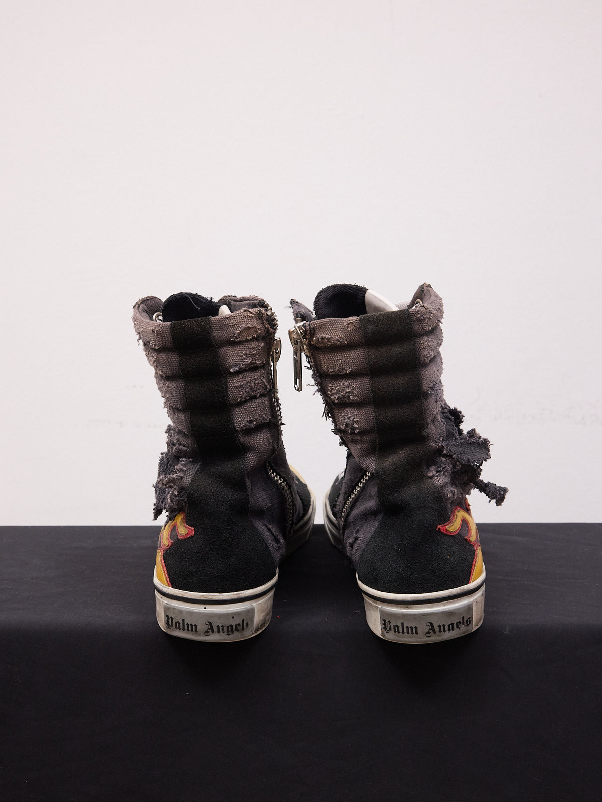 Palm Angels Distressed High-Top Flame Sneakers