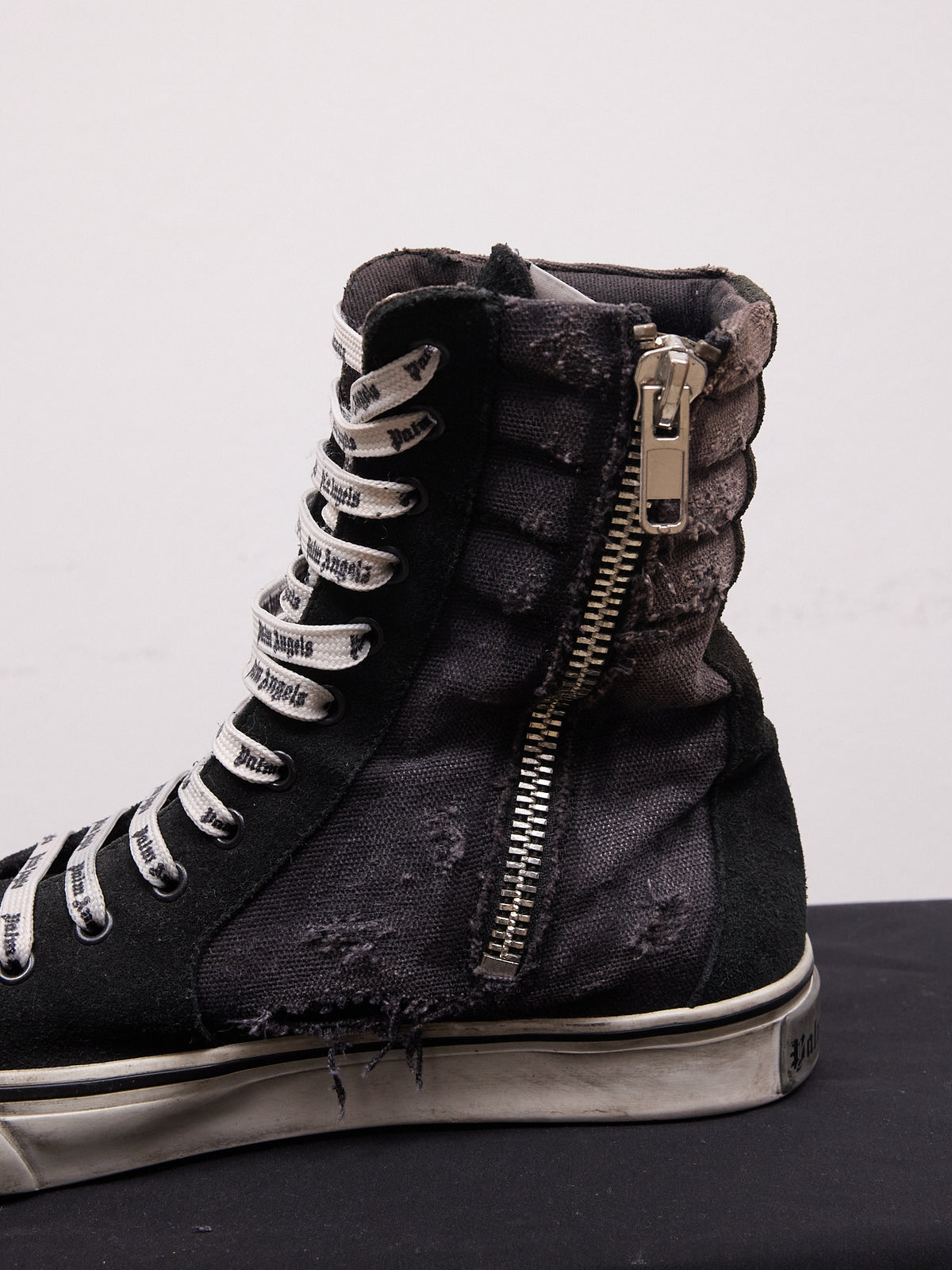 Palm Angels Distressed High-Top Flame Sneakers