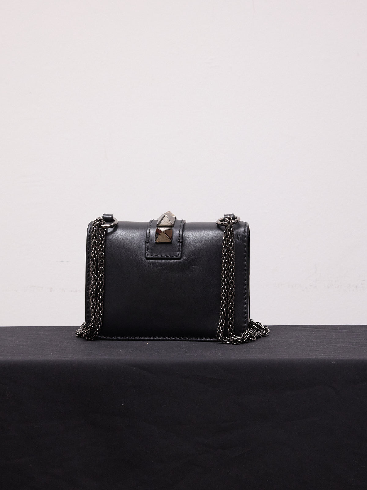 Valentino Garavani Glam Lock Leather Clutch Bag
