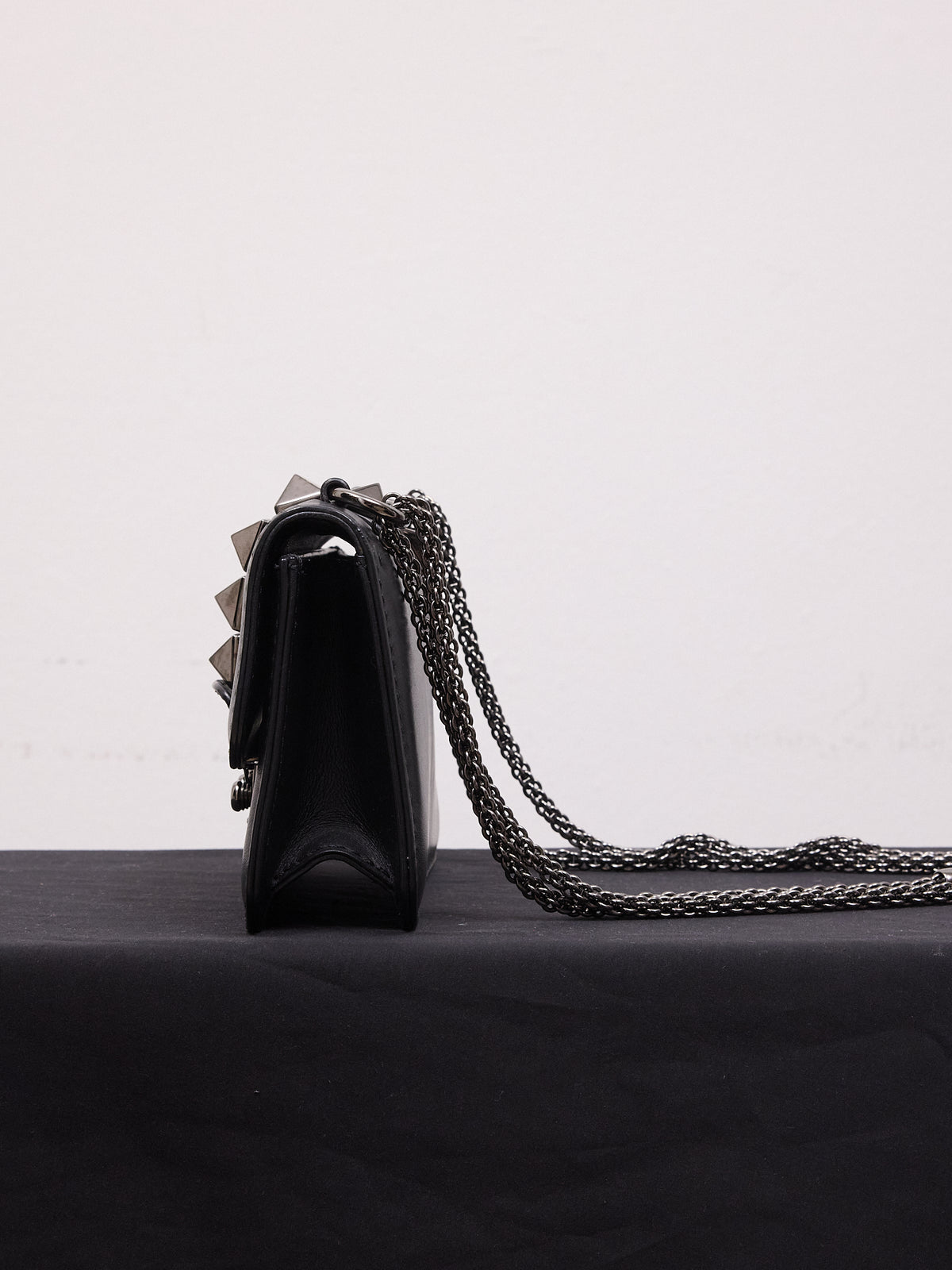 Valentino Garavani Glam Lock Leather Clutch Bag