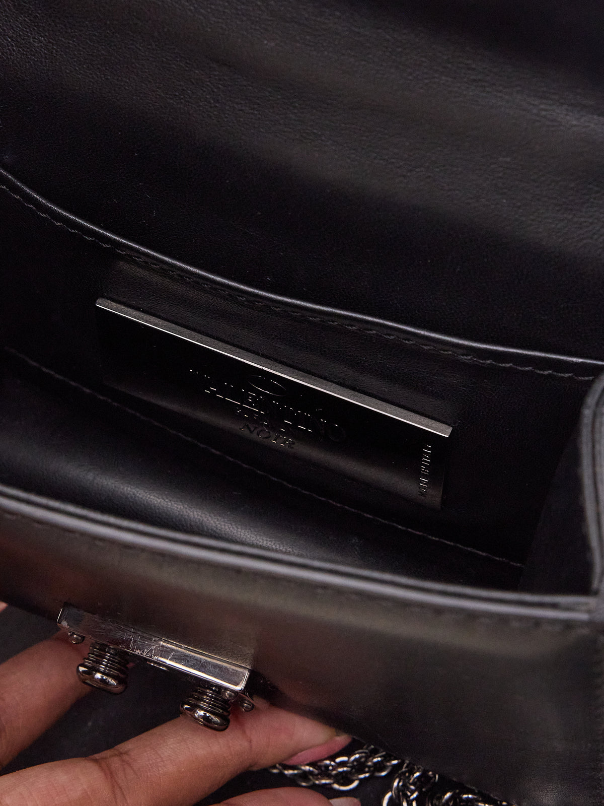 Valentino Garavani Glam Lock Leather Clutch Bag