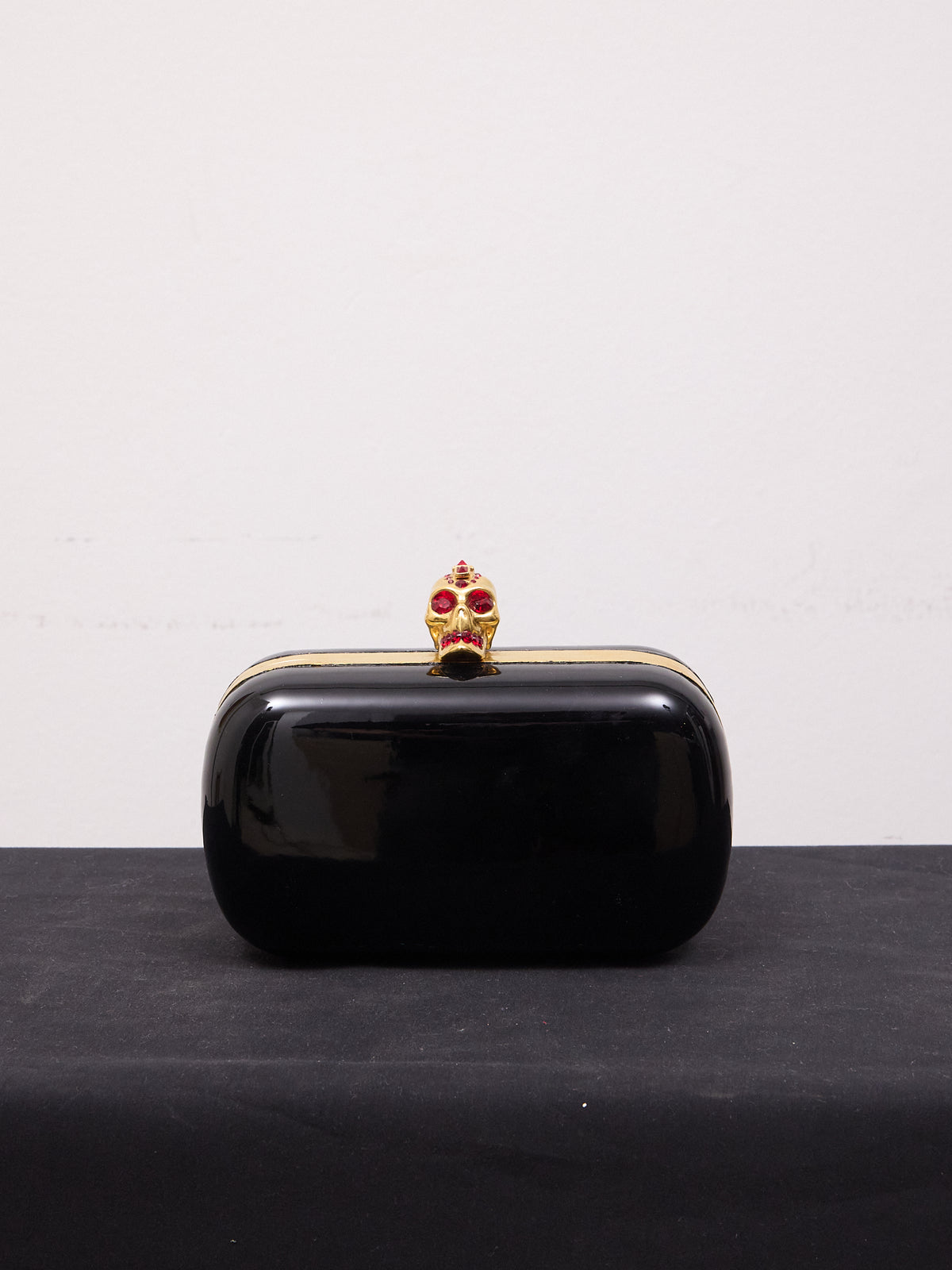 Alexander McQueen Black Patent Leather Skull Box