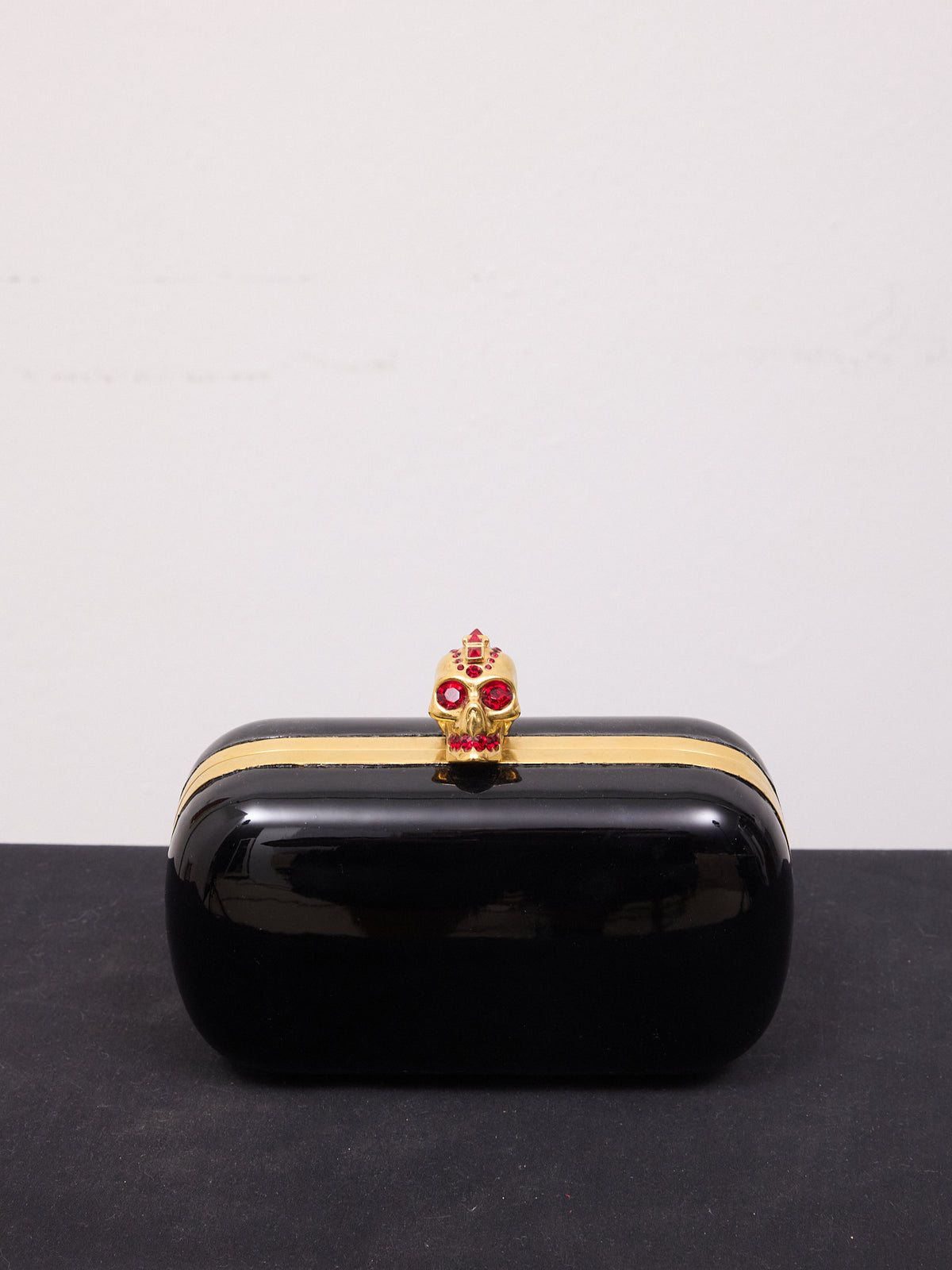 Alexander McQueen Black Patent Leather Skull Box
