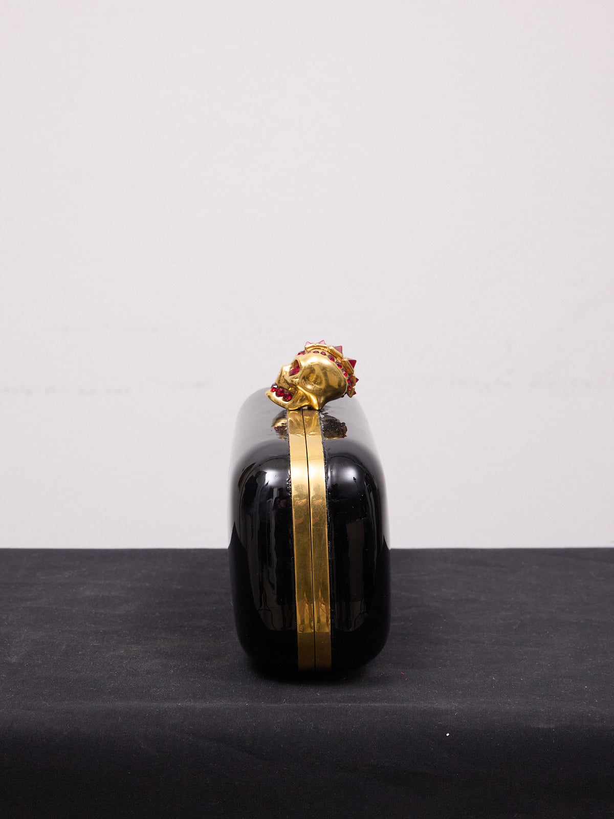 Alexander McQueen Black Patent Leather Skull Box