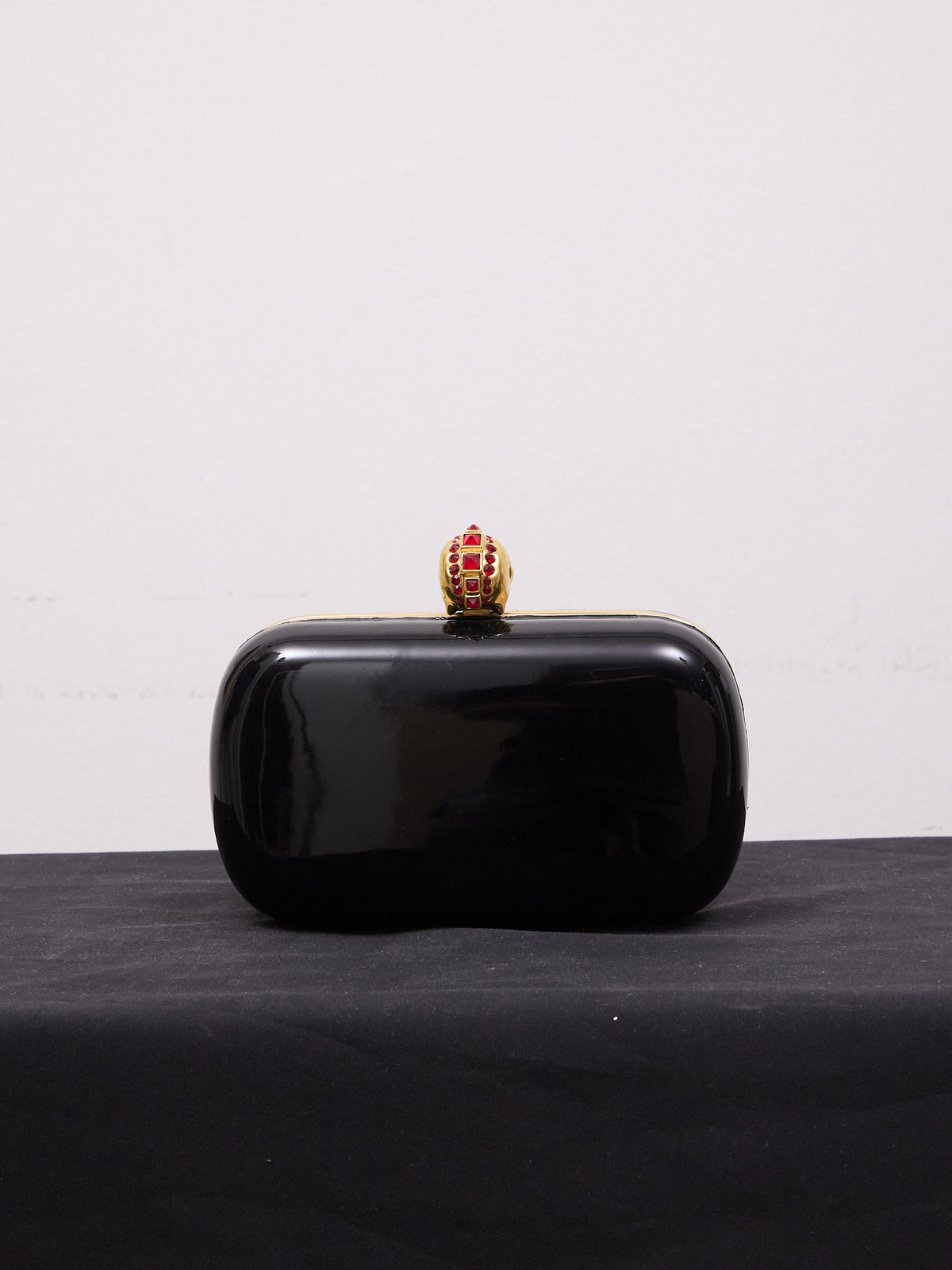Alexander McQueen Black Patent Leather Skull Box