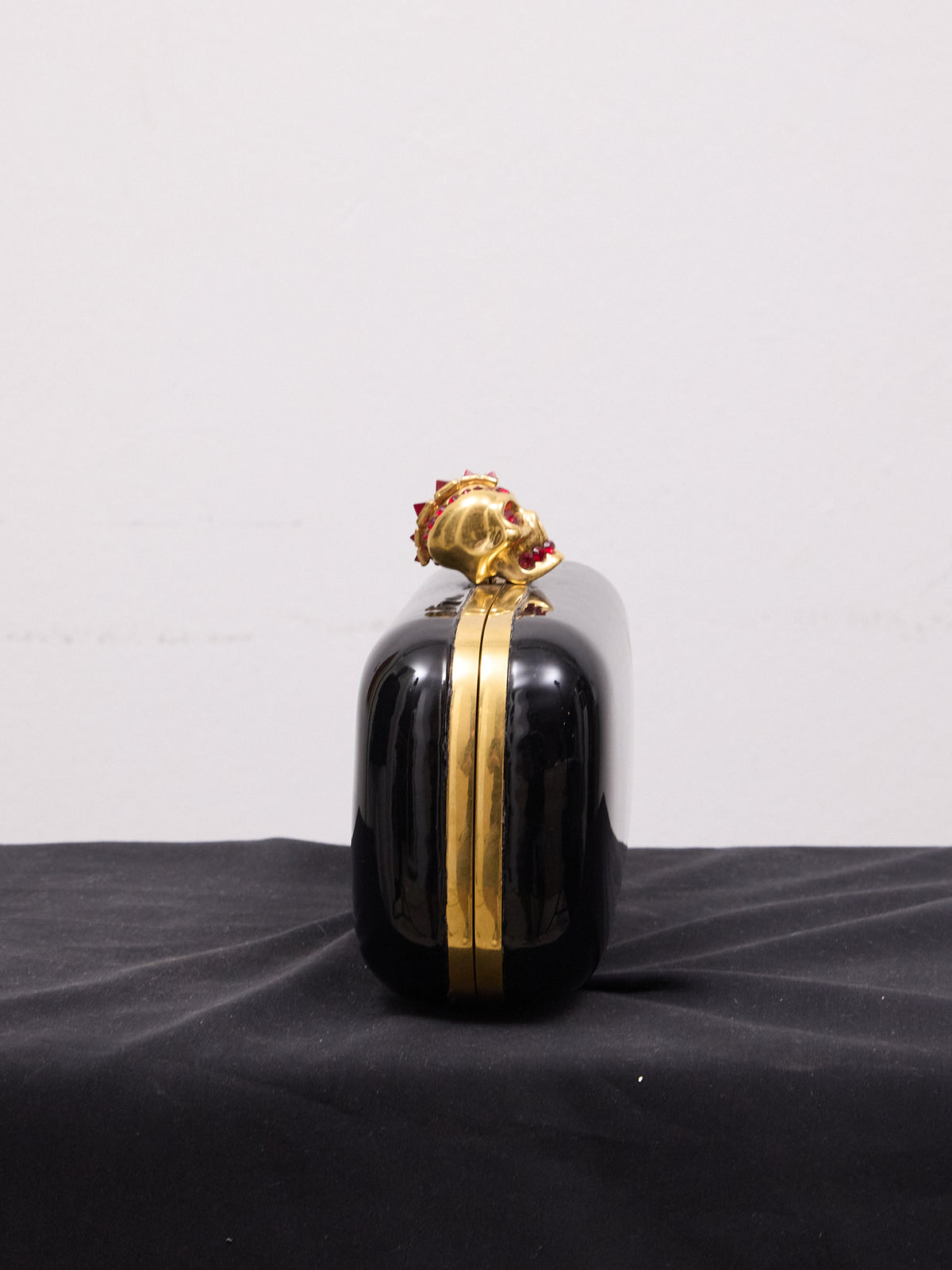 Alexander McQueen Black Patent Leather Skull Box