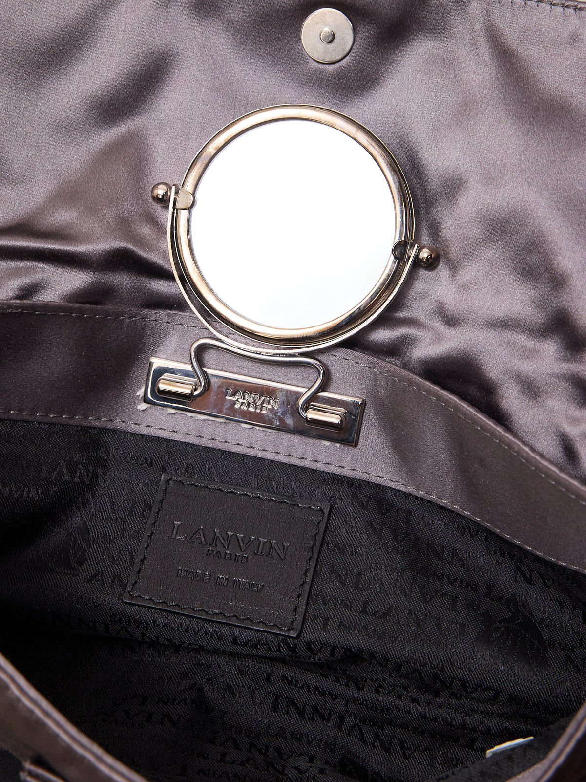 Lanvin Silk Clutch Bag with Jewels in Grey
