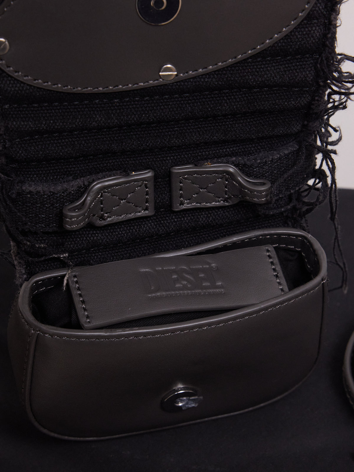 Diesel 1DR XS Iconic Mini Bag in Distressed Denim/Leather