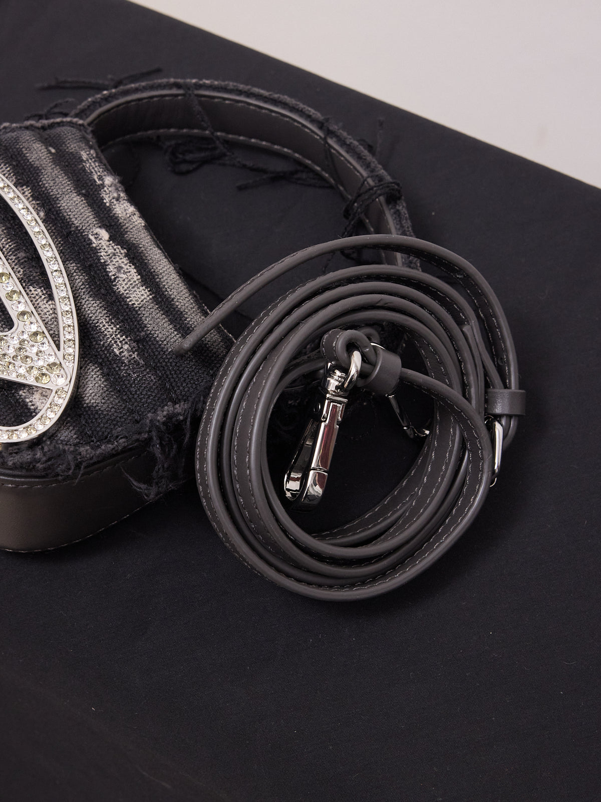 Diesel 1DR XS Iconic Mini Bag in Distressed Denim/Leather