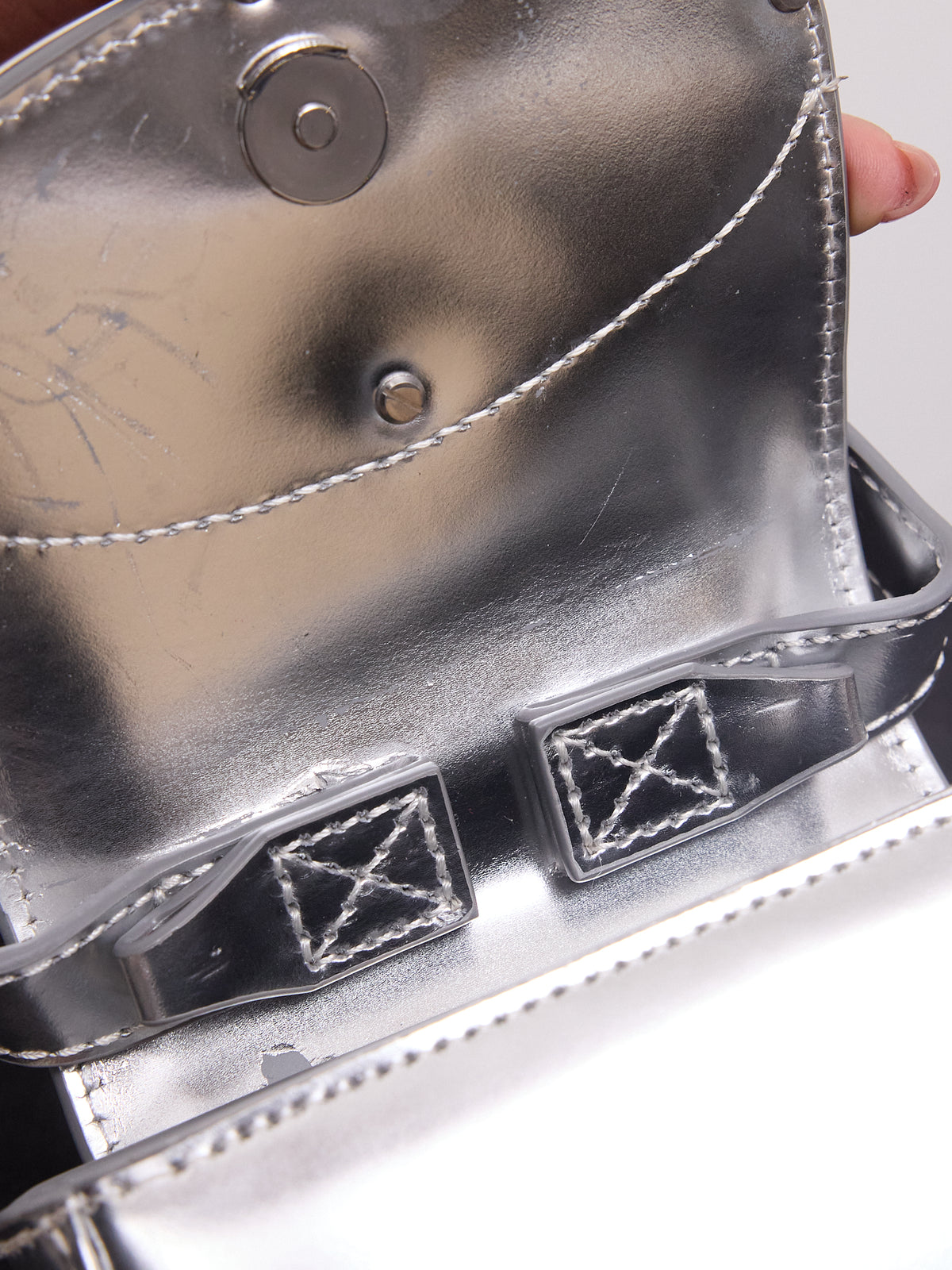 Diesel 1DR XS Iconic Mini Bag in Metallic Silver