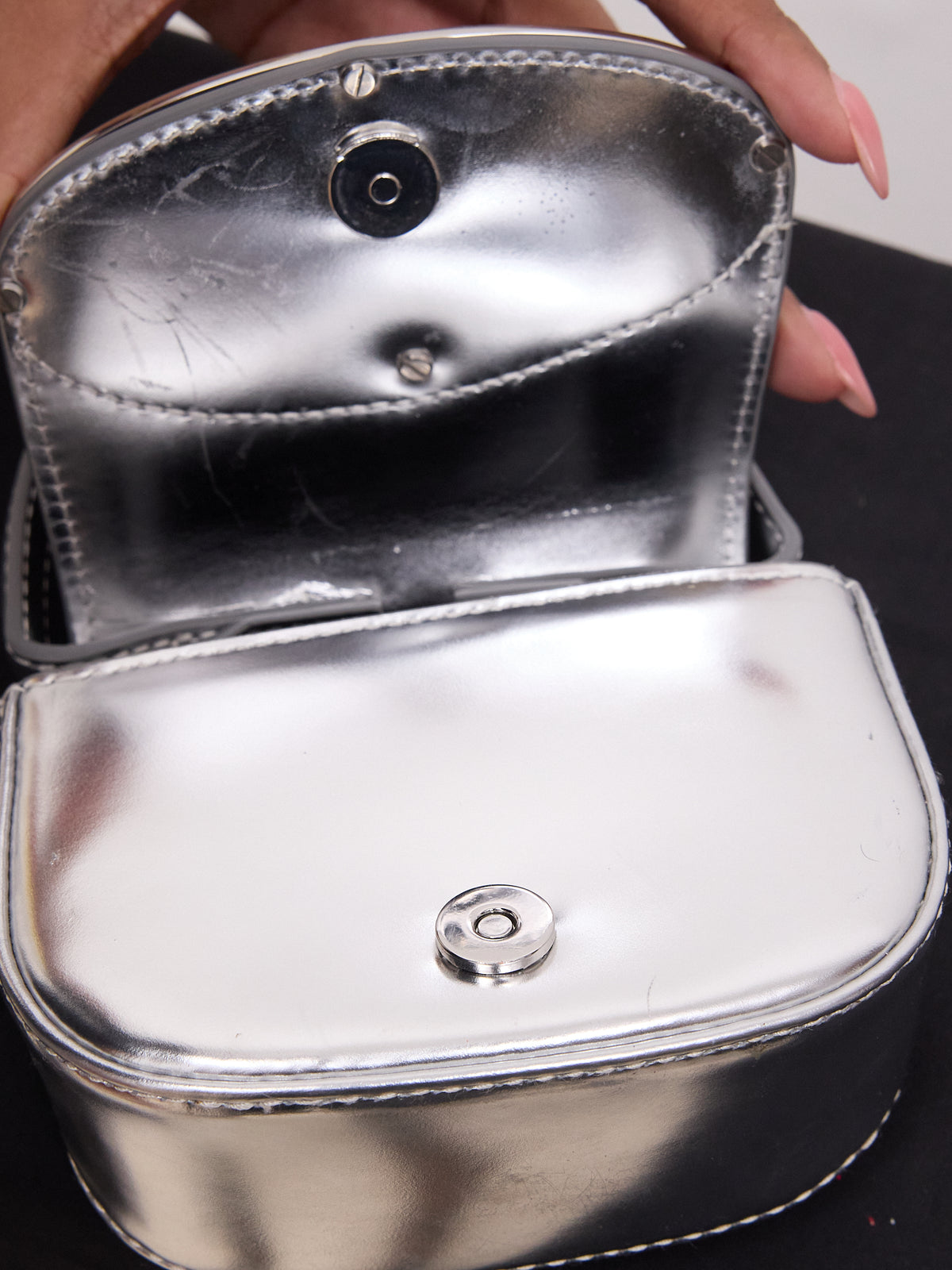 Diesel 1DR XS Iconic Mini Bag in Metallic Silver