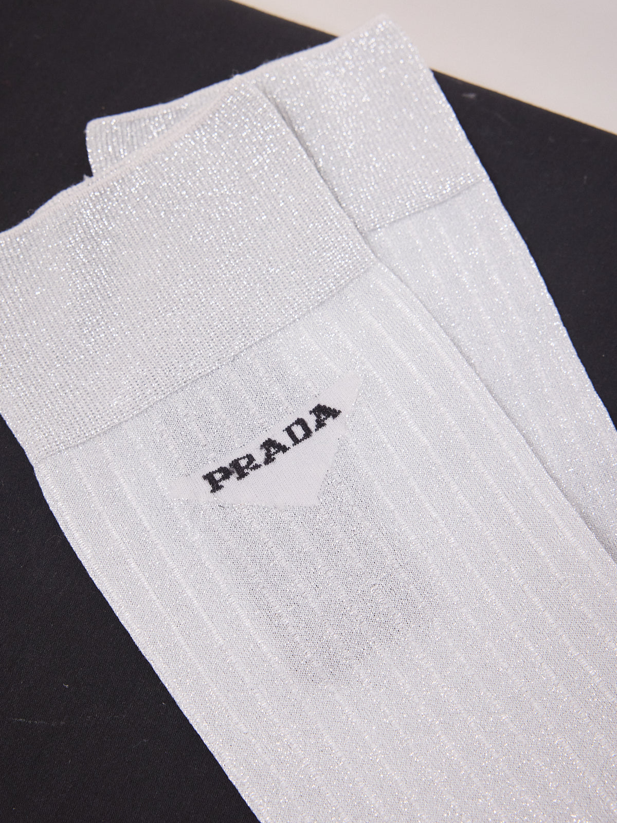 Prada Silver Sparkle Socks