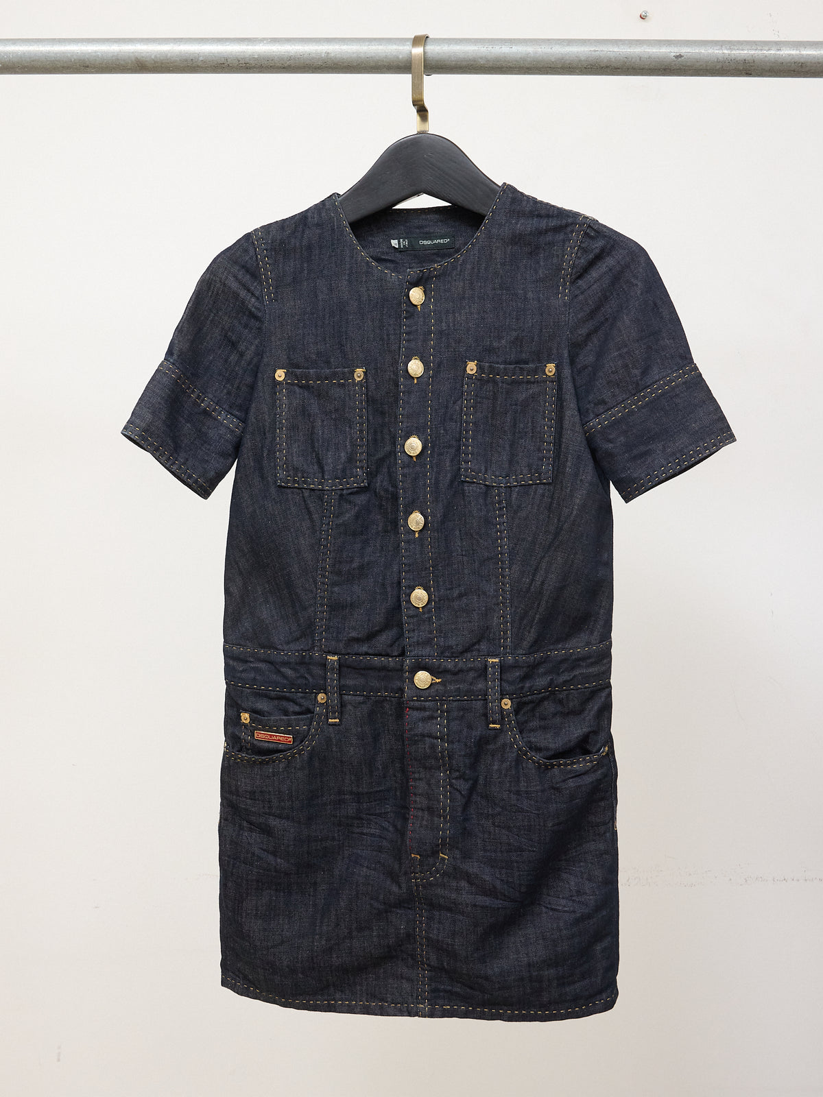 Dsquared2 Denim Dress with Gold Buttons