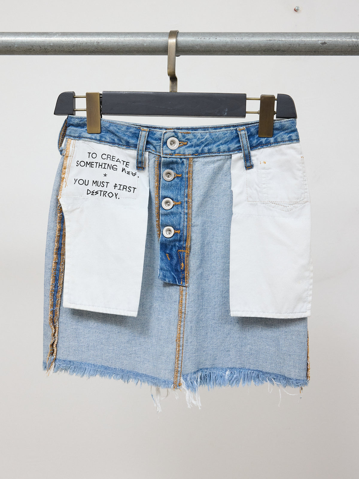 Unravel Project Inside-out Denim Skirt