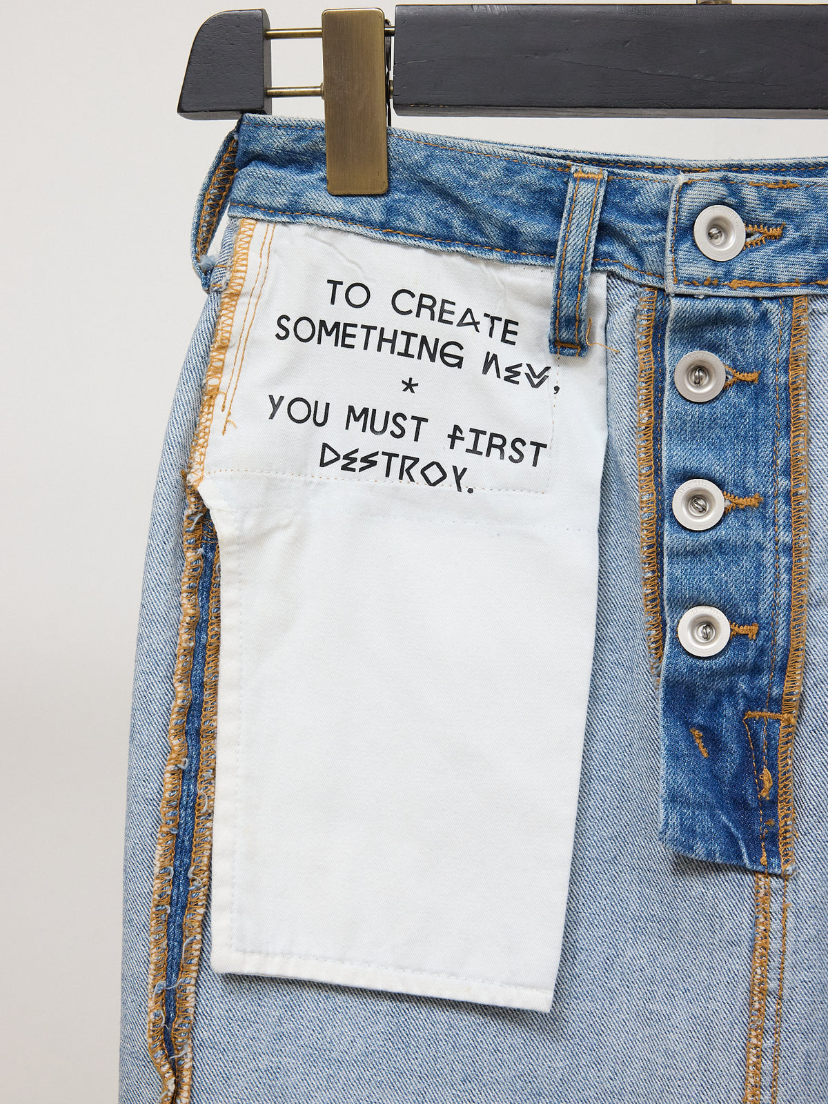 Unravel Project Inside-out Denim Skirt