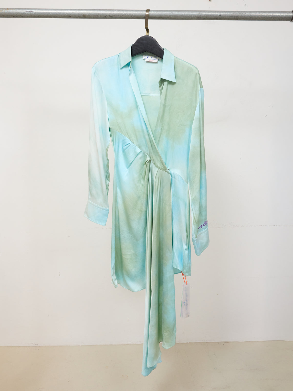 Off-White Viscose Bow Tie-dye VI Short Dress