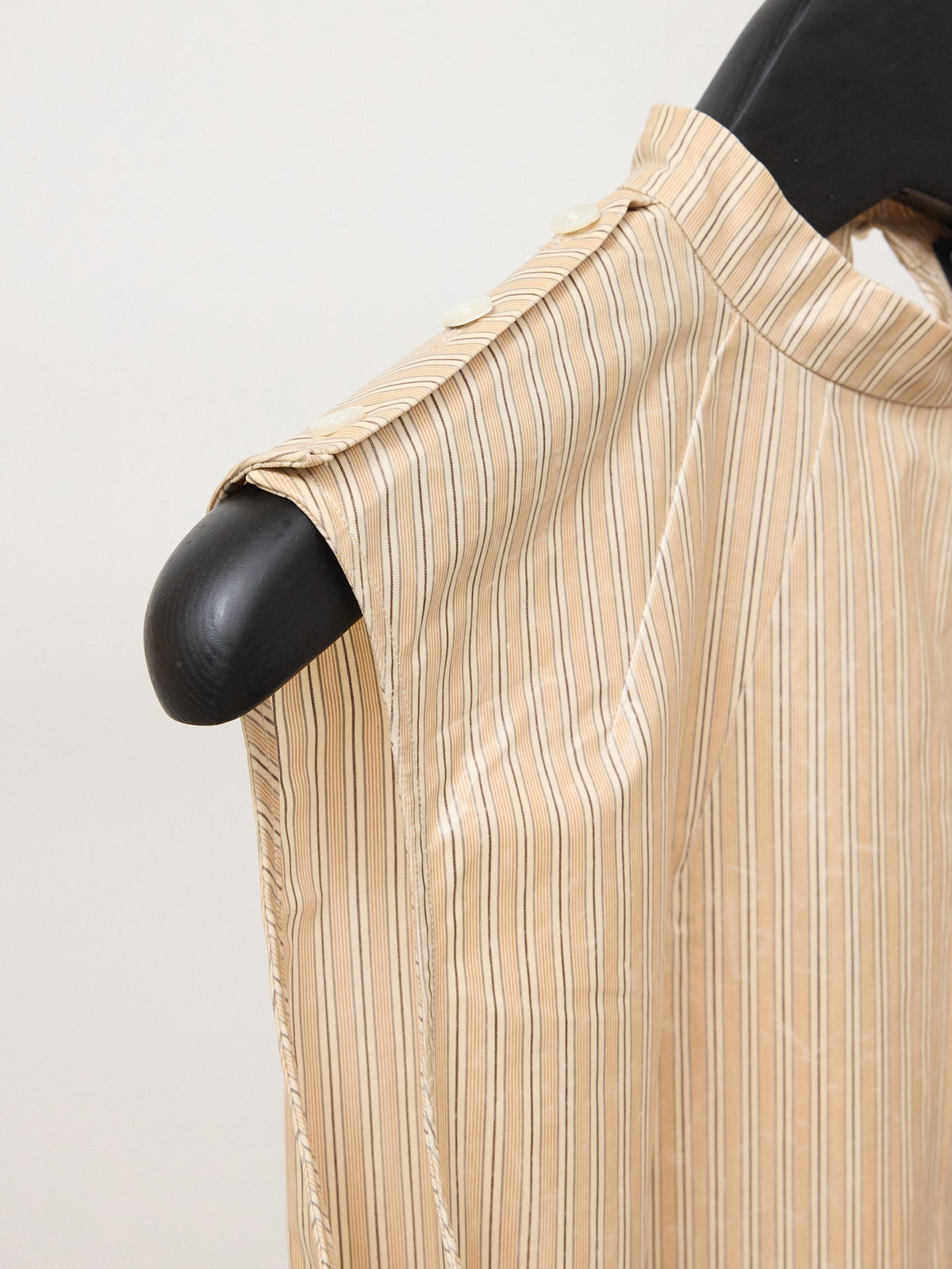 Christian Dada Pinstripe Coated Sleeveless Top in Nude