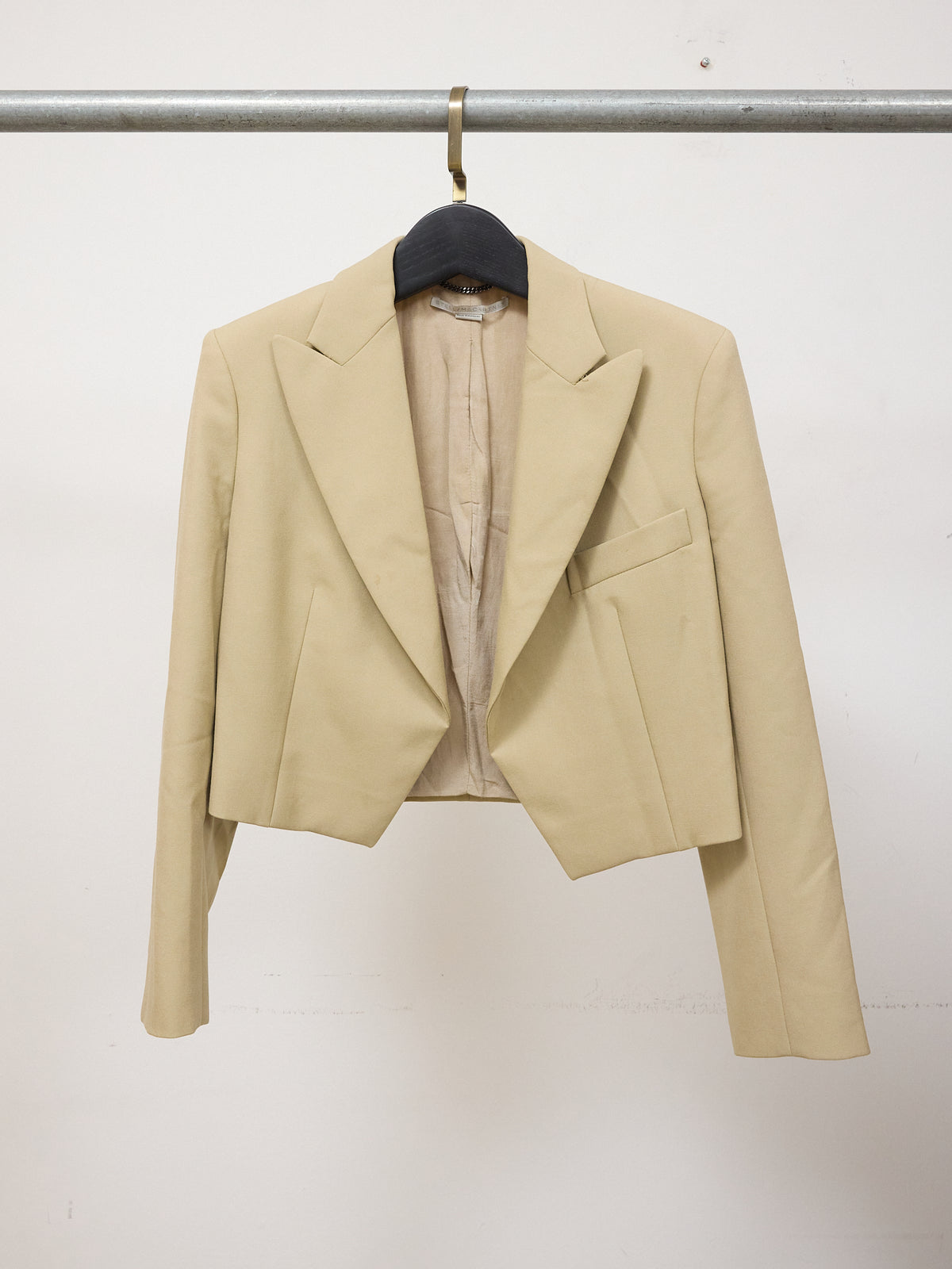 Stella McCartney Adley Wool Cropped Blazer in Sand