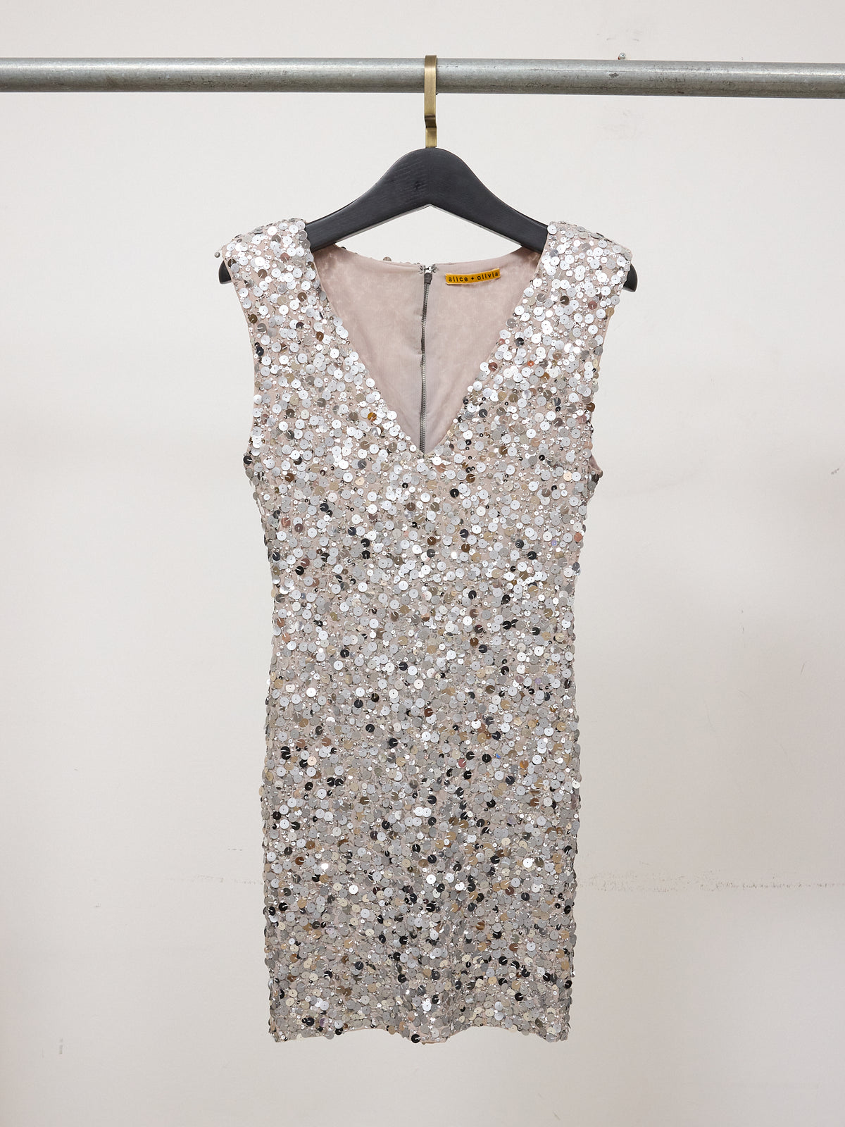 Alice & Olivia Silver Sequin Dress