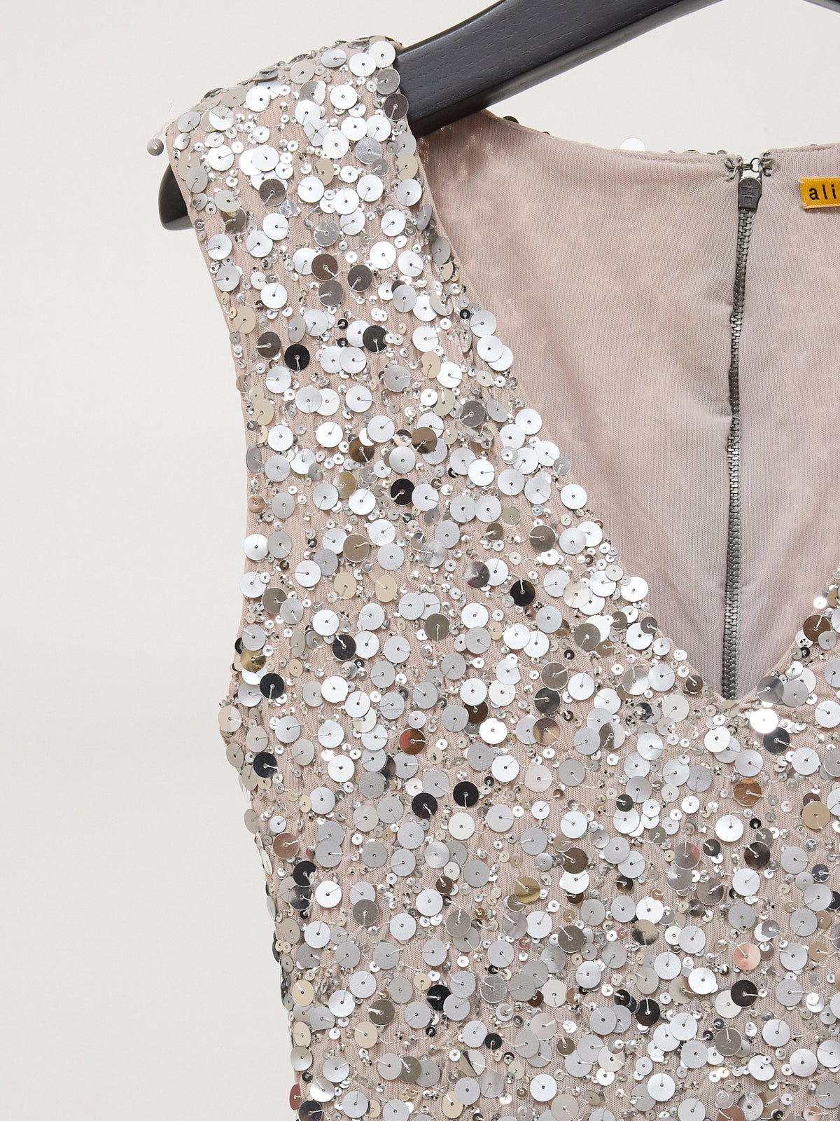 Alice & Olivia Silver Sequin Dress