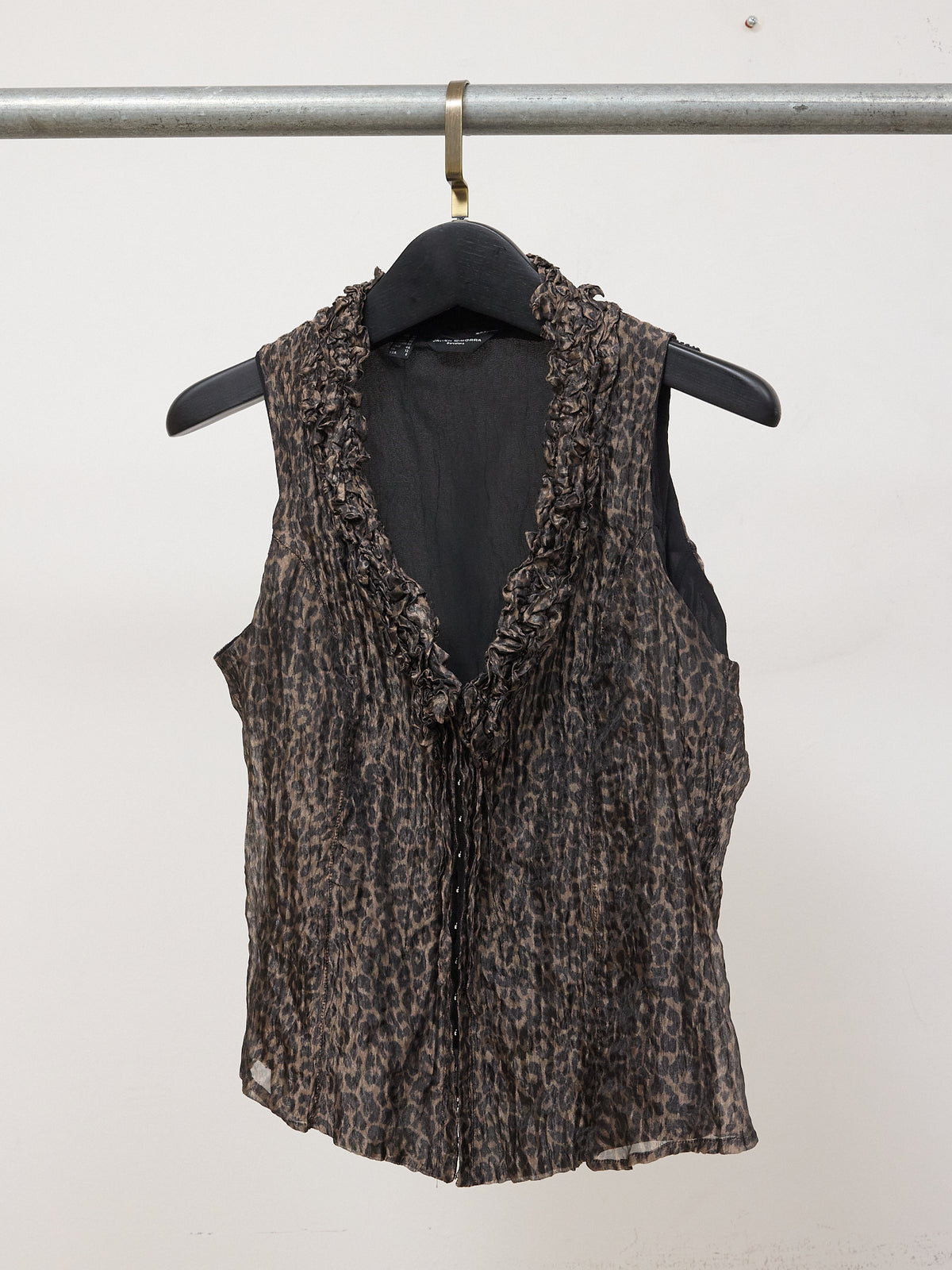 Javier Simorra Leopard Print Blouse Crinkled Blouse